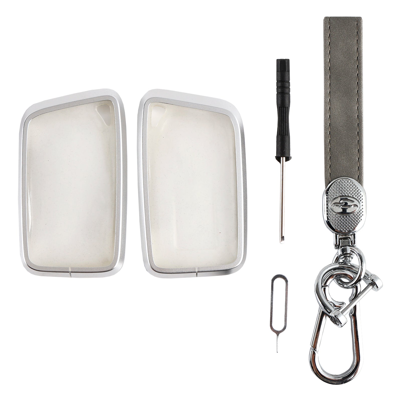 Beschermschaal van legering&Zachte TPU aluminium autosleutelhoes voor Lexus IS GS ES RX grijs