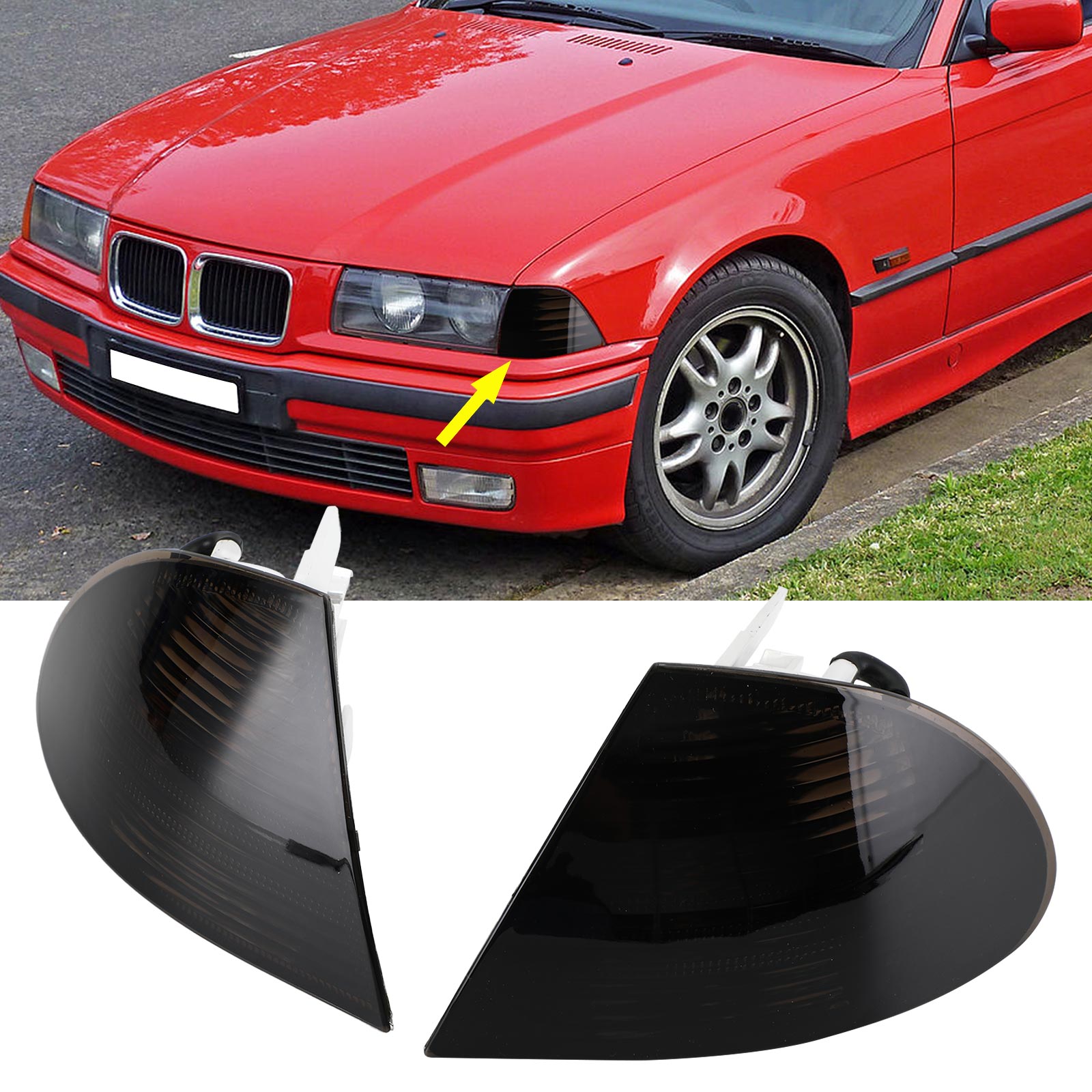 Par de luces laterales&Esquina gris #39; para BMW Serie 3 E46 Sedán 1998-2001, número de pieza 63136902766