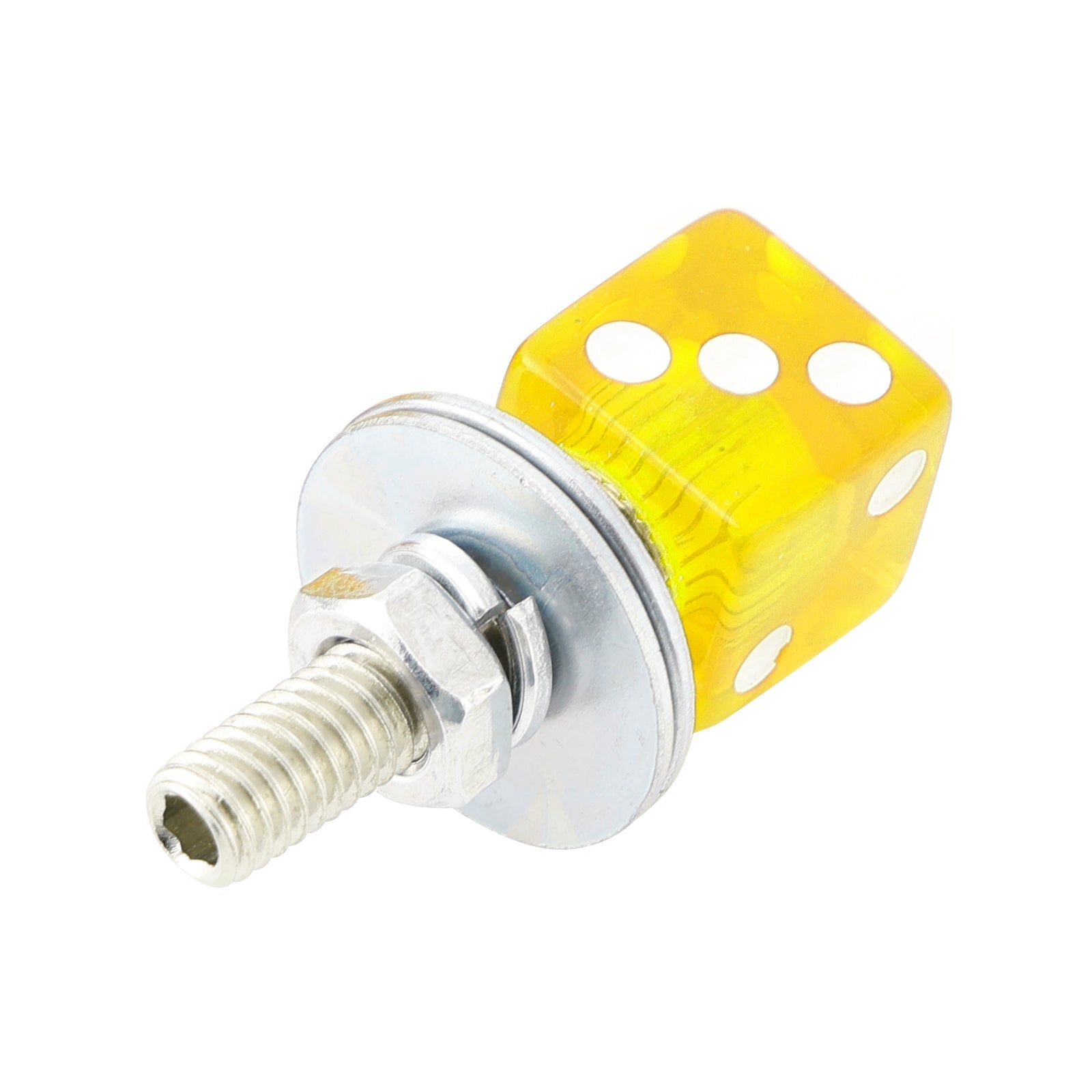 4x Vis de plaque d'immatriculation DICE personnalisées en plastique jaune pour moto Chopper Bobber