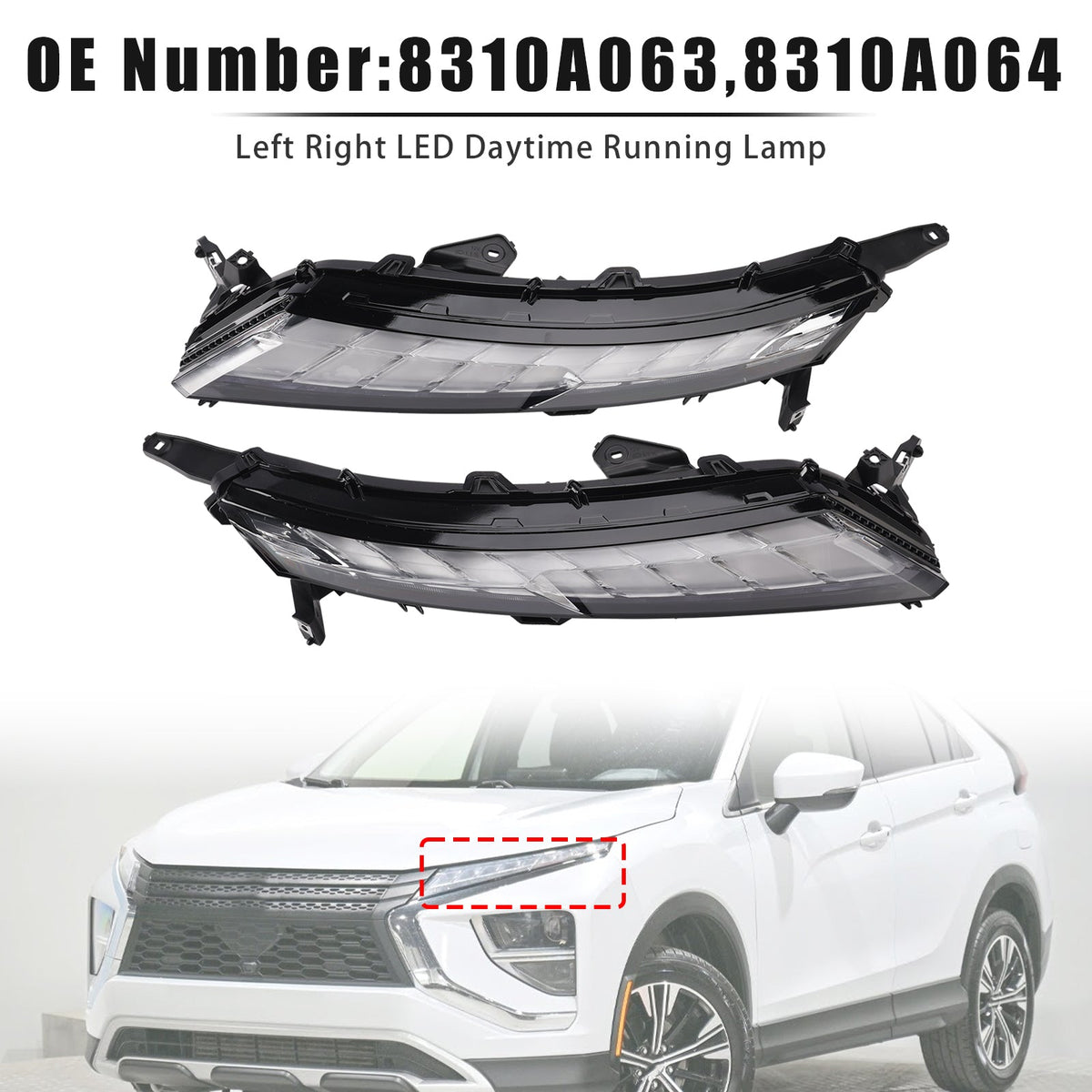 LED-dagrijverlichting links en rechts voor de Mitsubishi Eclipse Cross (2022-2026)