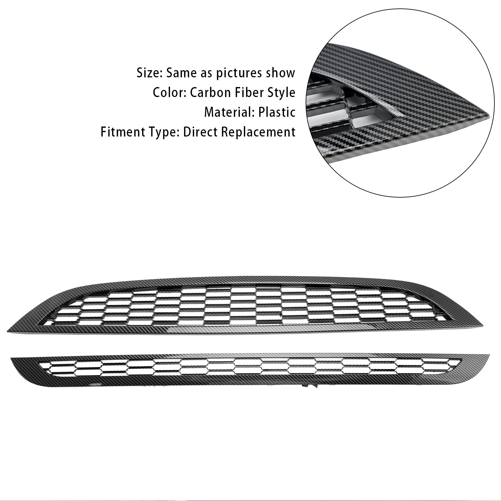 Parrilla frontal de panal de 2 piezas para Mini Cooper R50 R52 R53 2002-2006