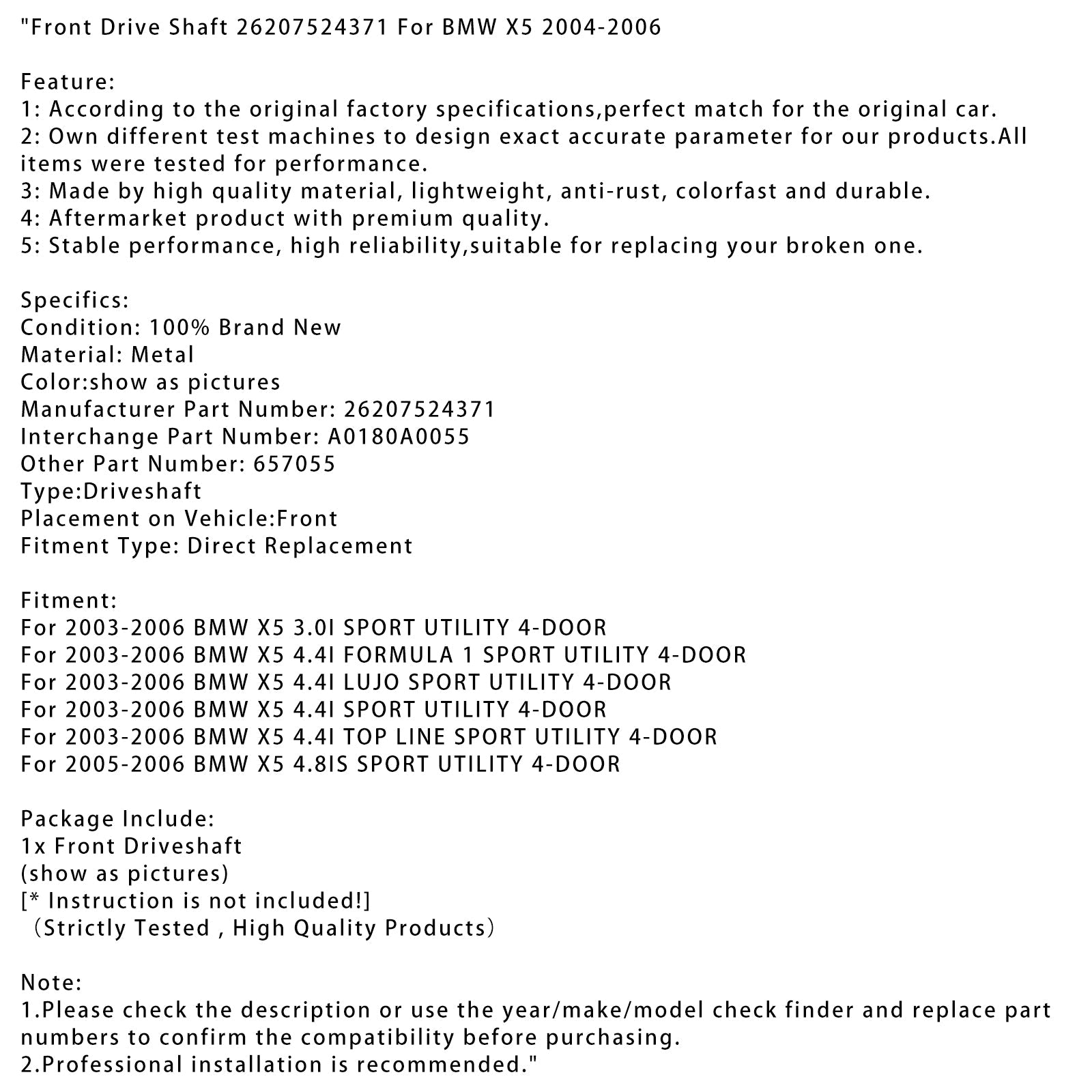 Lähetyspuu ennen 26207524371 BMW X5 2004-2006