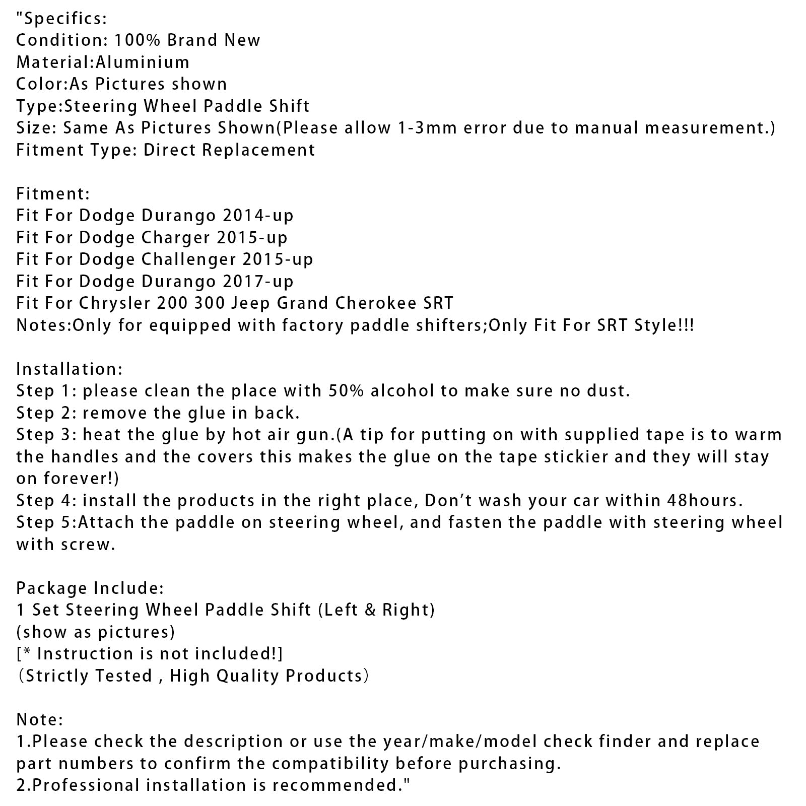 Extensión de paletas de cambio de engranaje de aluminio para Challenger Charger Durango SRT