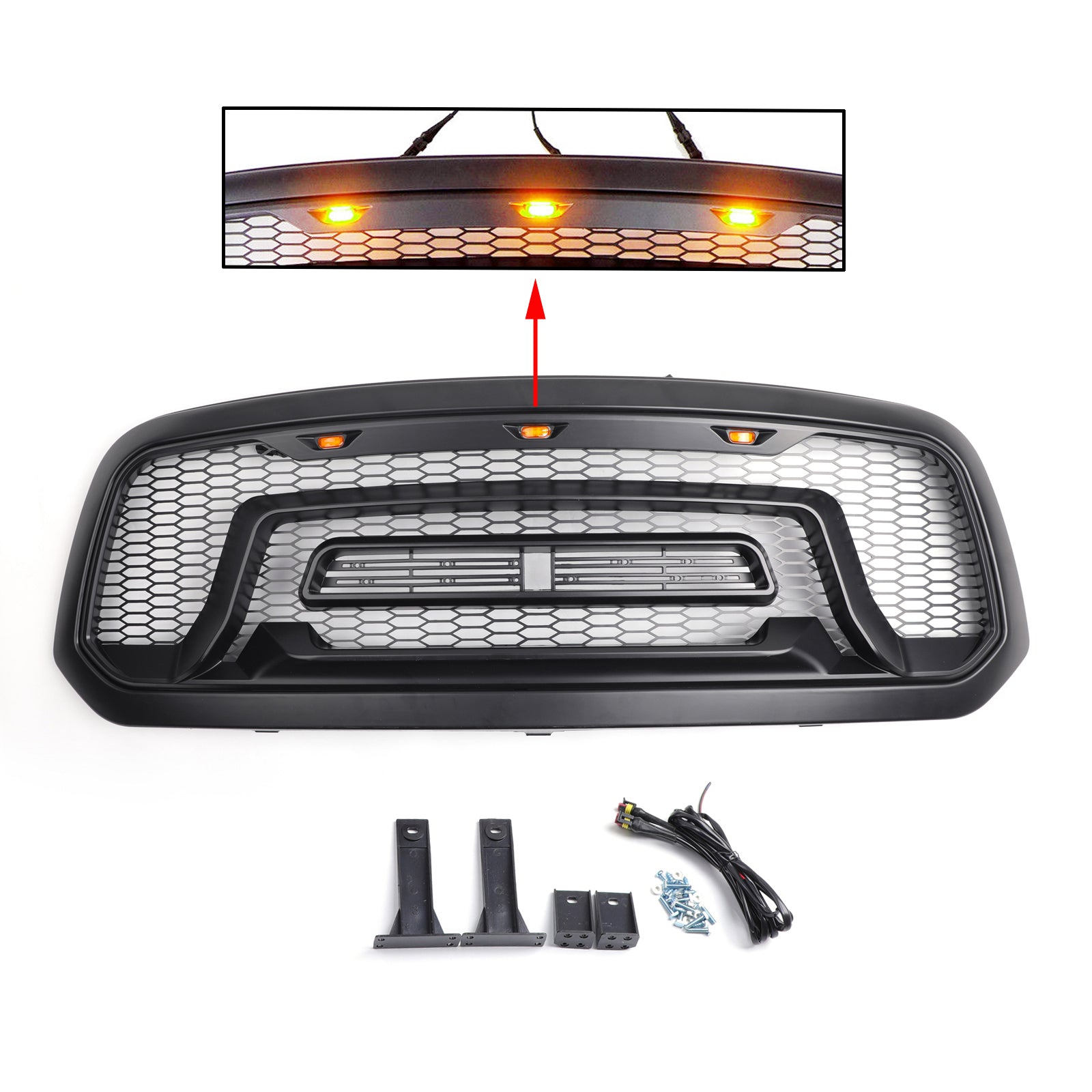 LED Grille ABS Honeycomb Bumper Grill Mesh Grille Pour Dodge Ram 1500 2013-2018