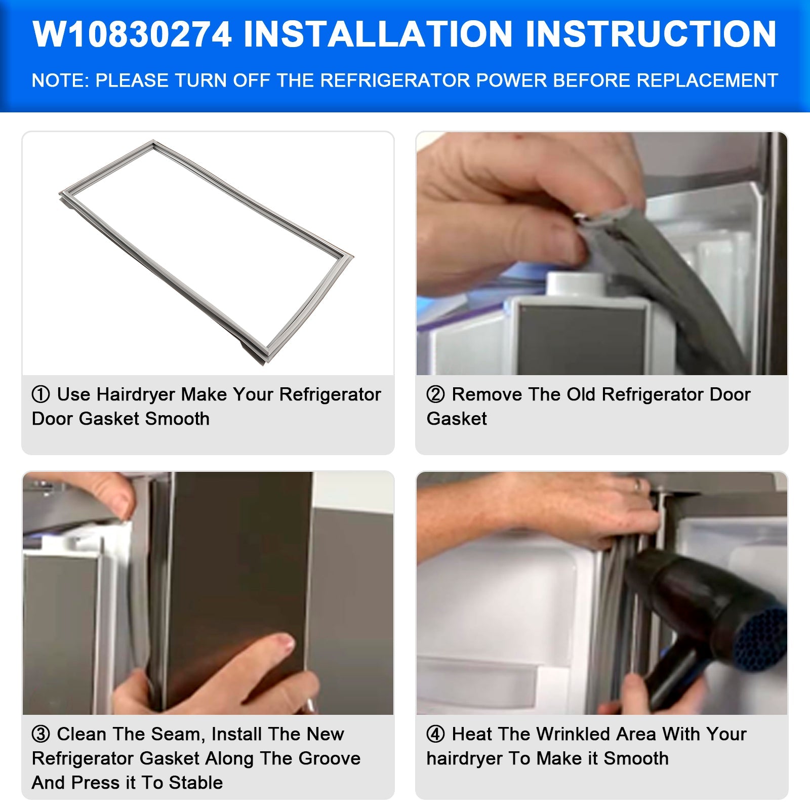Joint de porte de congélateur DA97-12522J pour réfrigérateur Samsung AP5623489 PS4176607