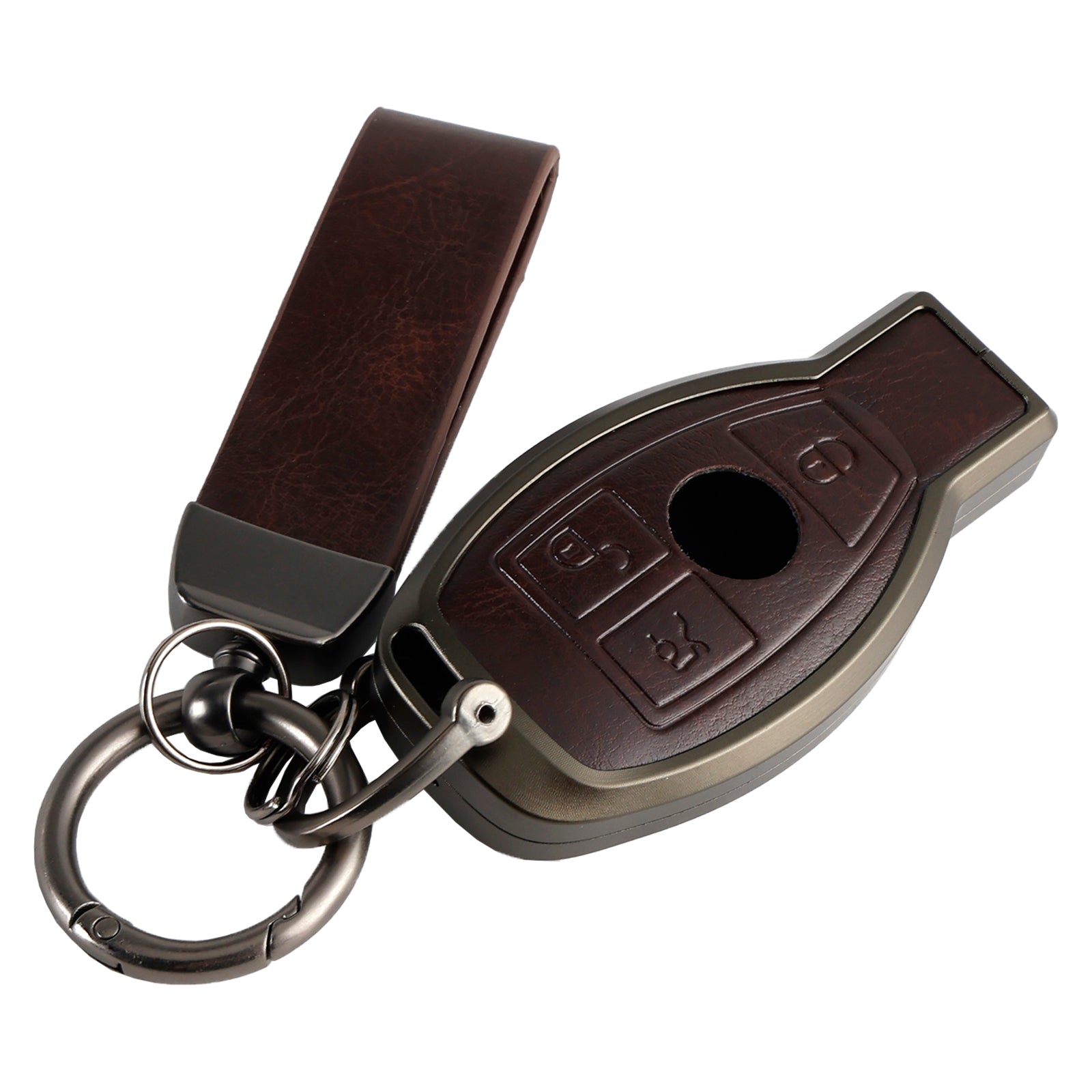 Custodia per chiave in lega per auto'TPU in alluminio marrone per Benz GLC GLK CLS GLA CLA AMG