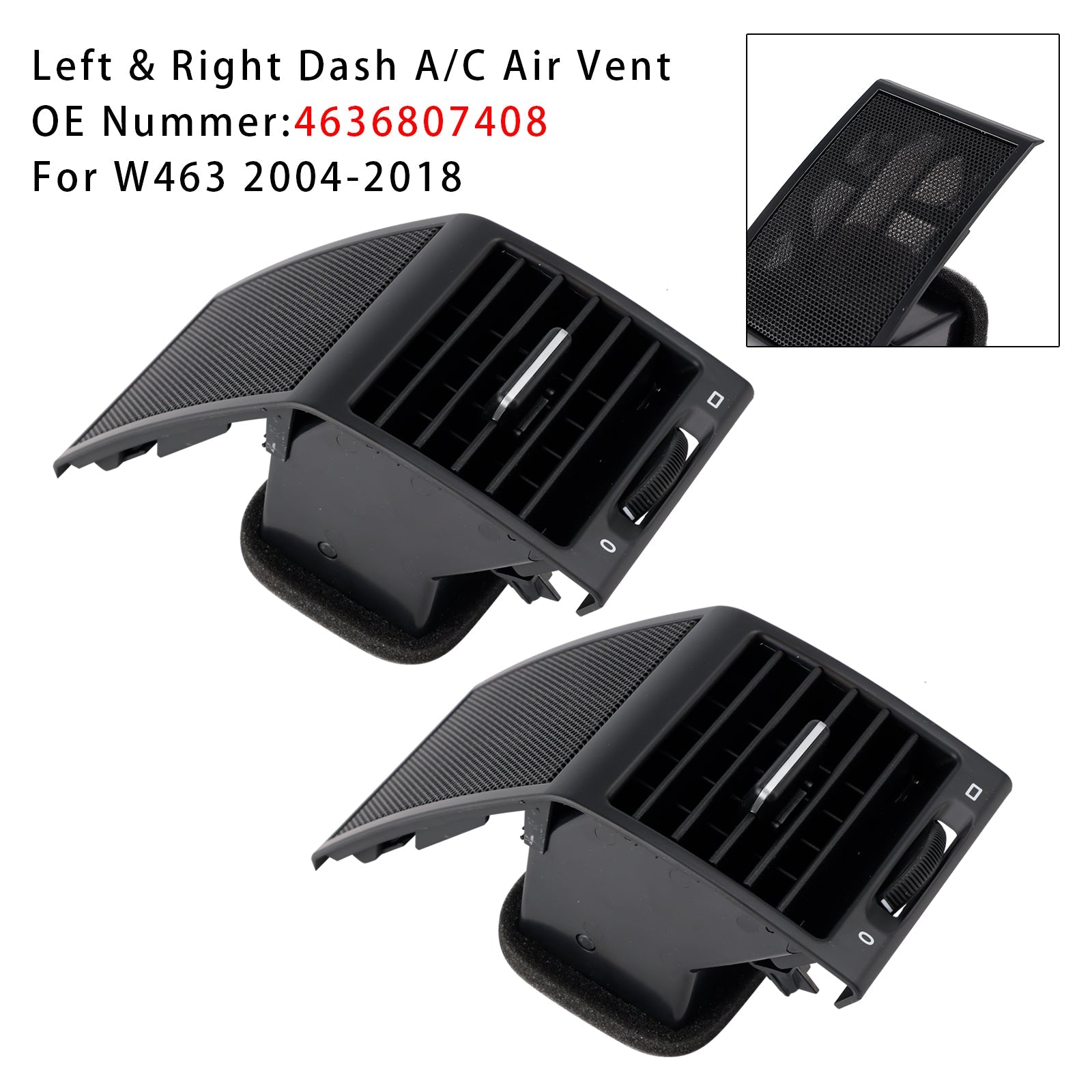 Mreža&Levi in desni prezračevalnik za Mercedes W463 Razred G G500 G55 AMG 2004–2018 4636807408