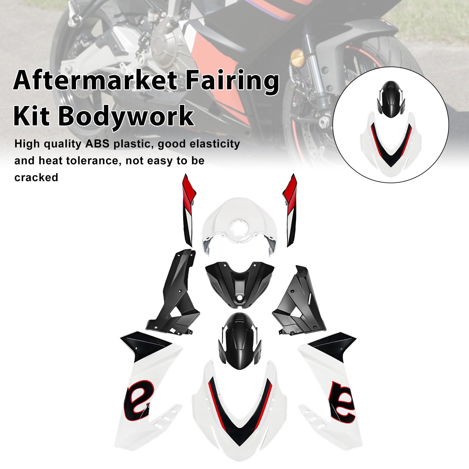 ABS-muovinen korisarja, joka on injektoitu Aprilia RS457 2024-2025