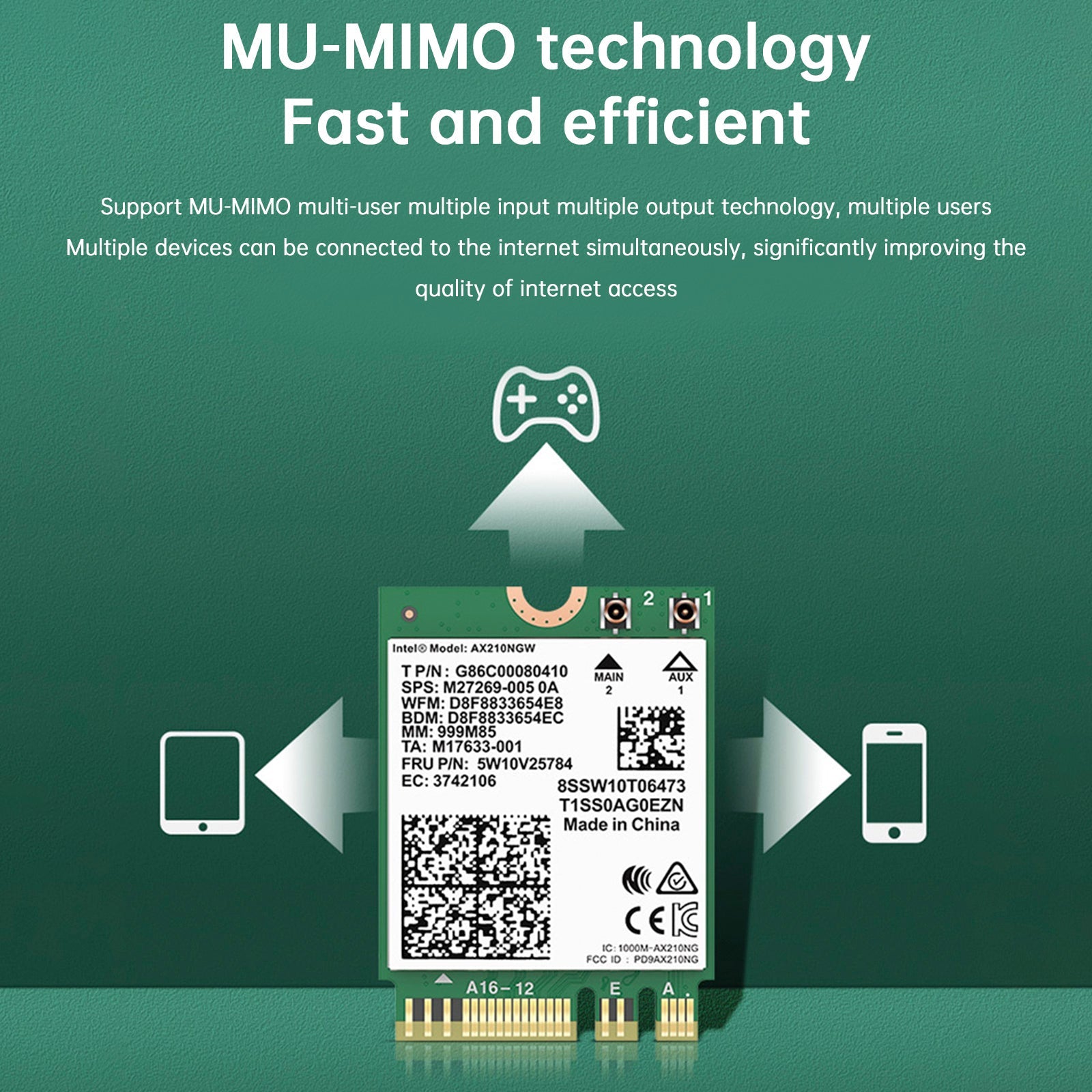 AX210 Bluetooth 5374 Mbps Module Card Gigabit High Speed Network Compatible Wi-Fi 6