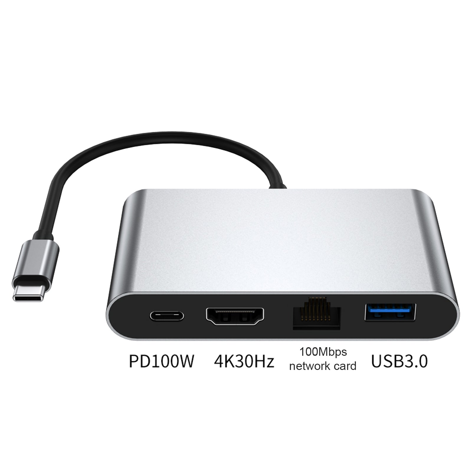 Postaja za 4 v 1 Type-C do RJ45 100M HDMI USB3.0 PD vmesnik za MacBook