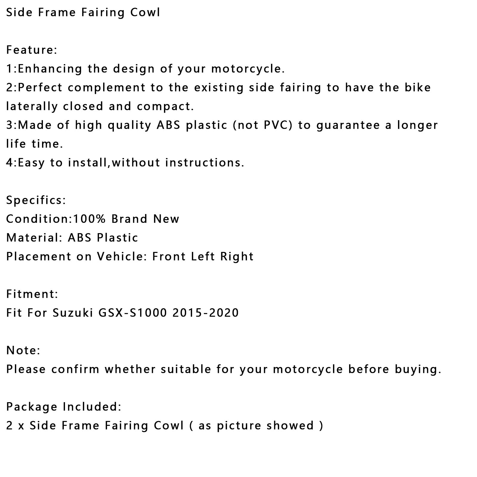 Carénage latéral et radiateur pour Suzuki GSX-S 1000 GSX S1000 2015-2020