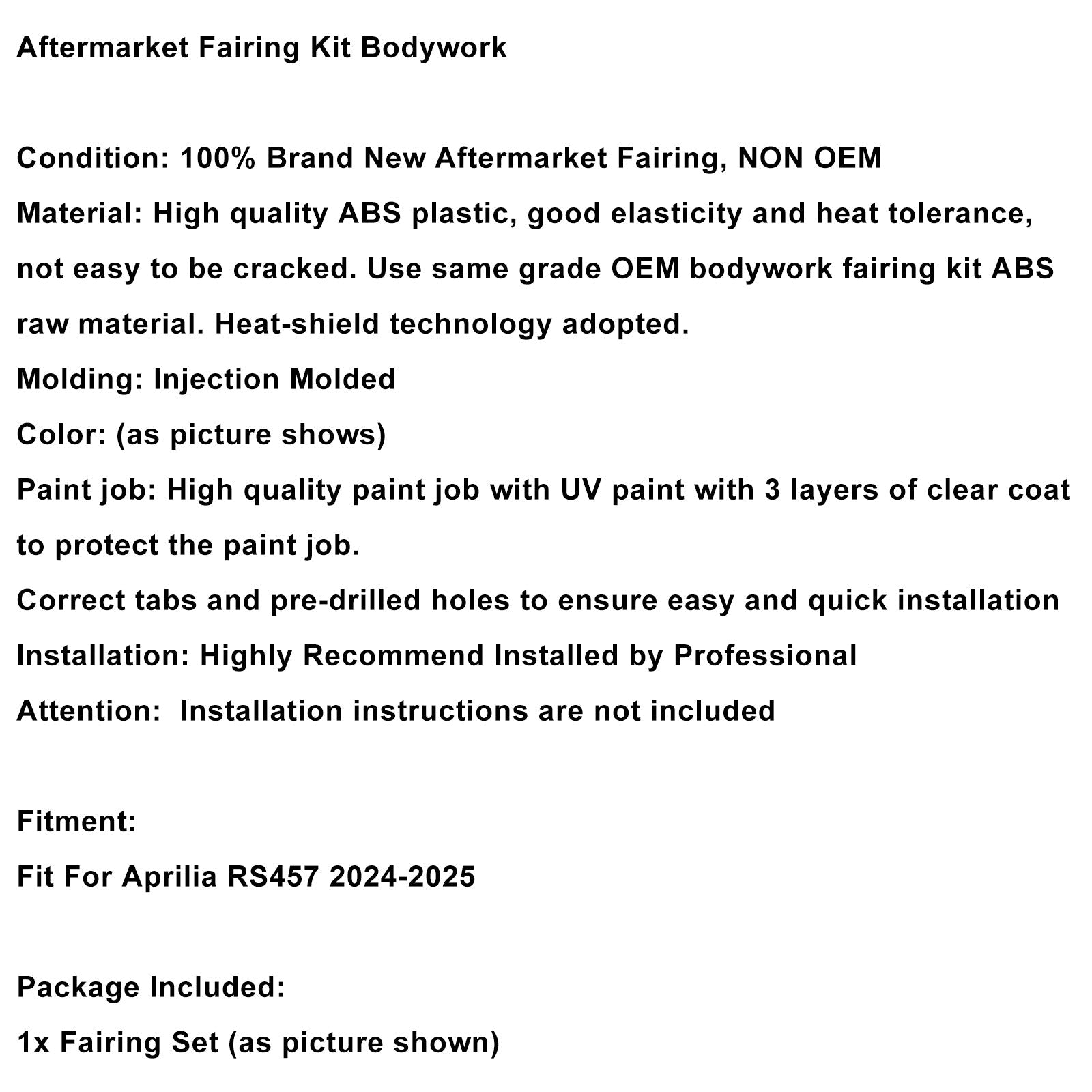 ABS-muovinen korisarja, joka on injektoitu Aprilia RS457 2024-2025 01#