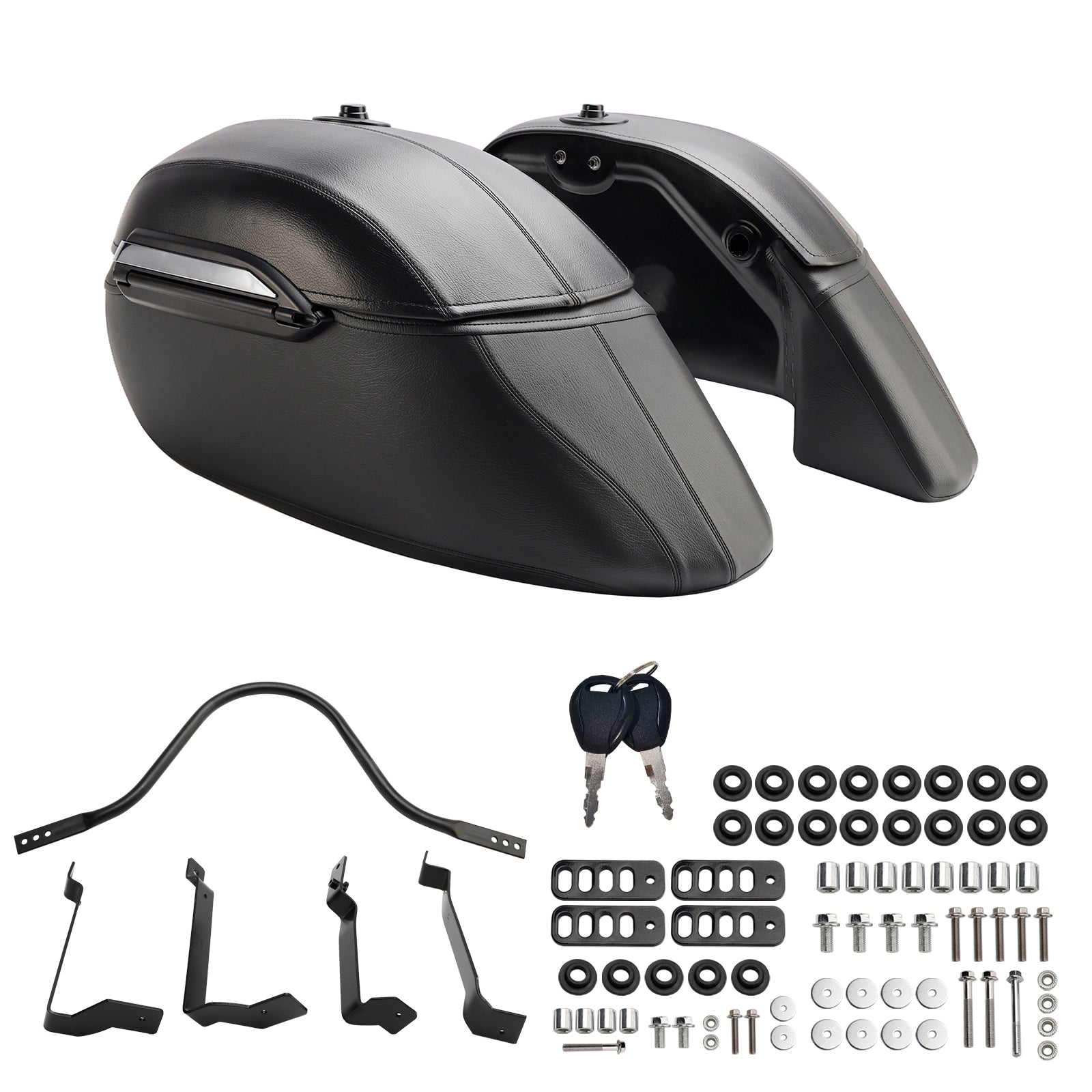 Borse laterali in poliuretano nero per Kawasaki Vulcan S 650 Vn/En650 (2015-2023).