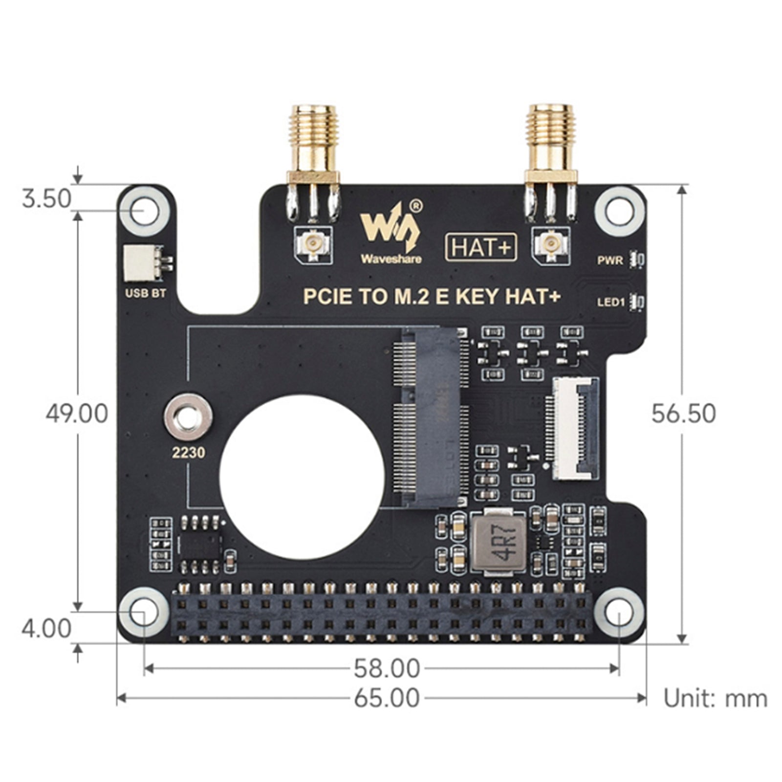Carte d'extension Raspberry Pi 5 PCIe vers M.2 E Key pour carte réseau sans fil NGFF