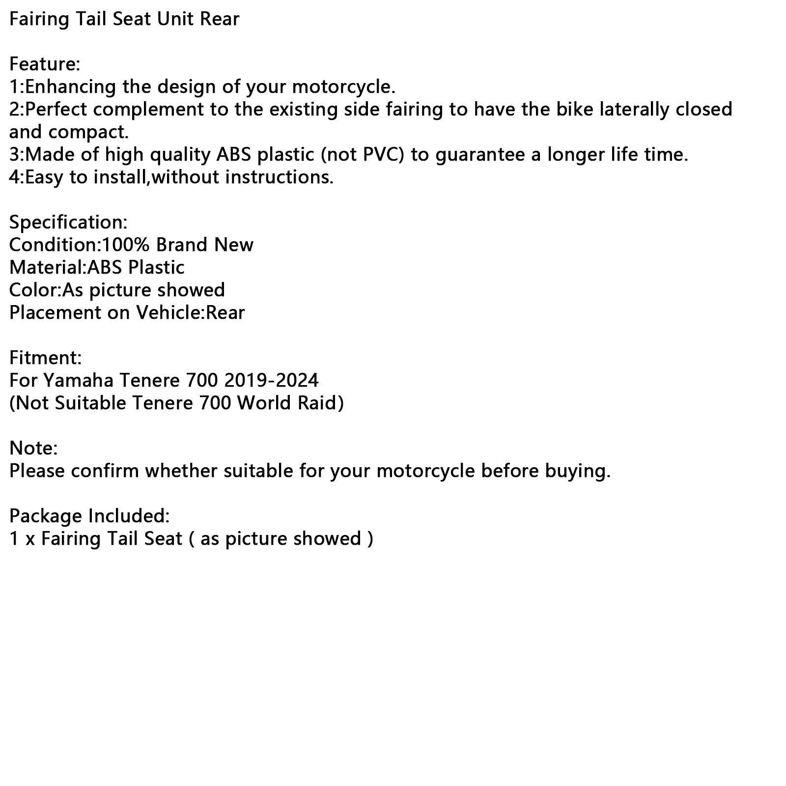 Fiera posteriore del sedile per Yamaha Tenere 700 2019-2024