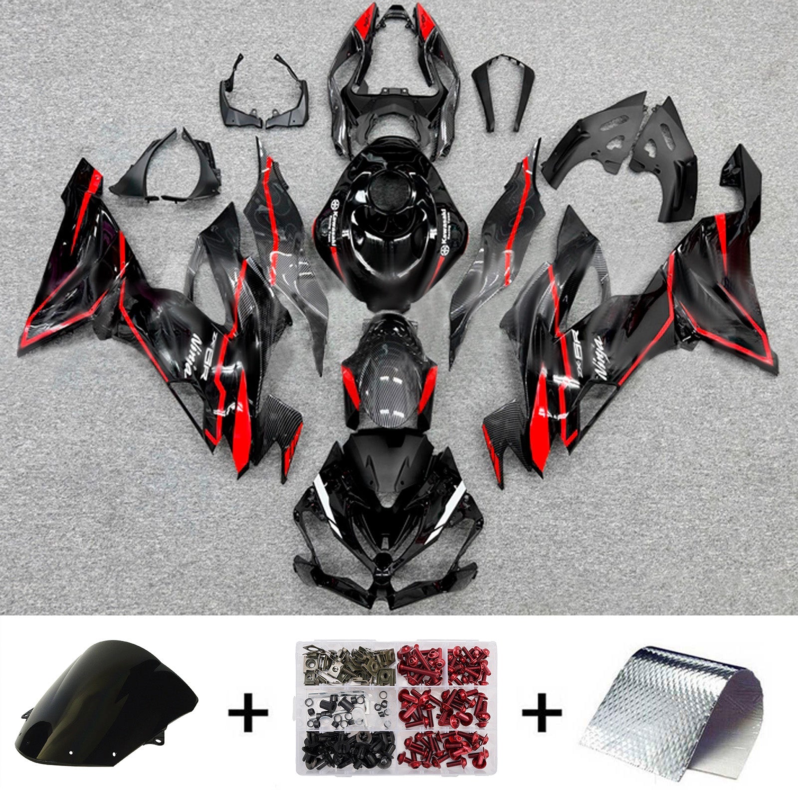 Kit de carénage injecté en plastique ABS compatible avec Kawasaki ZX6R 2019-2023