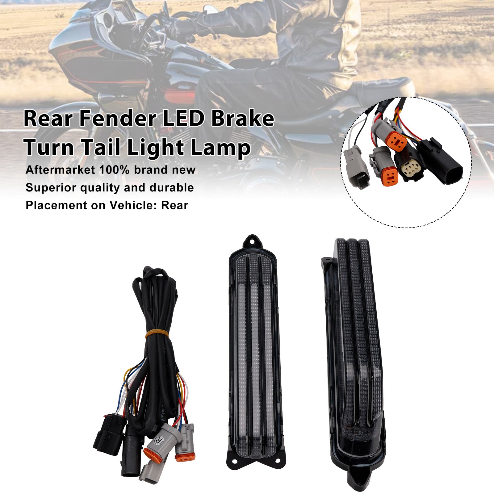 Feu arrière de garde-boue, clignotant et feu stop compatibles avec la Honda Touring Electra Glide 2014-2024