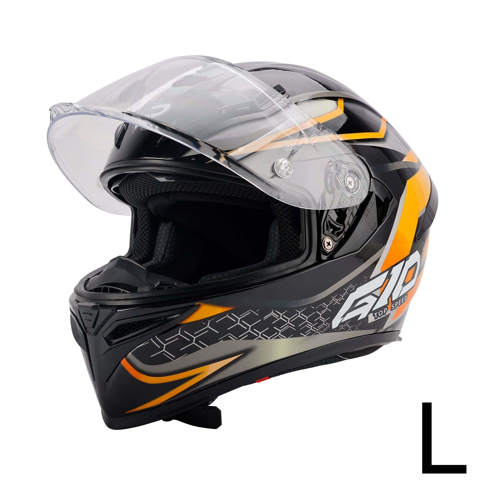 Casque moto intégral DOT pour adulte, orange