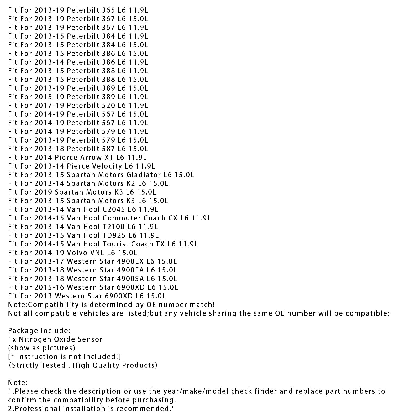 Sensore NOx a valle per Freightliner XC Modular Rail L6 15.0L (2013-2017) : riferimento 5WK96741B, 4326874, 2872946