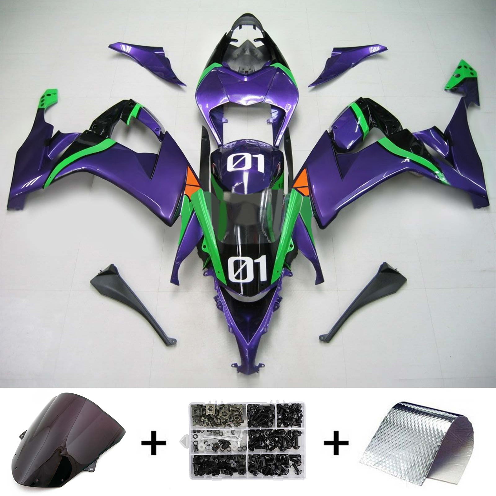 Kit de carénage injecté en plastique ABS pour Kawasaki ZX10R 2008-2010