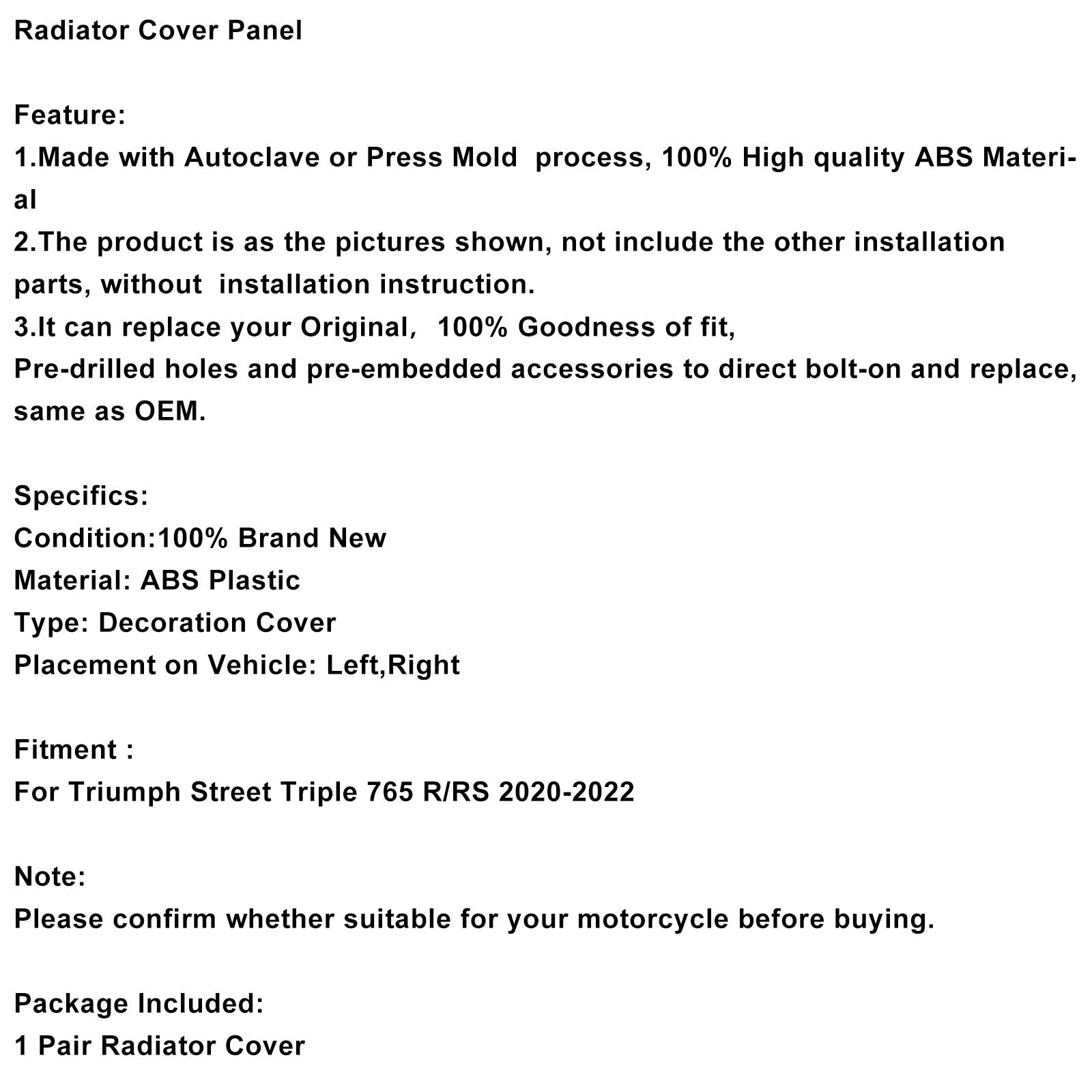 Radiateurzijschermen voor Street Triple 765 R/RS 2020-2022