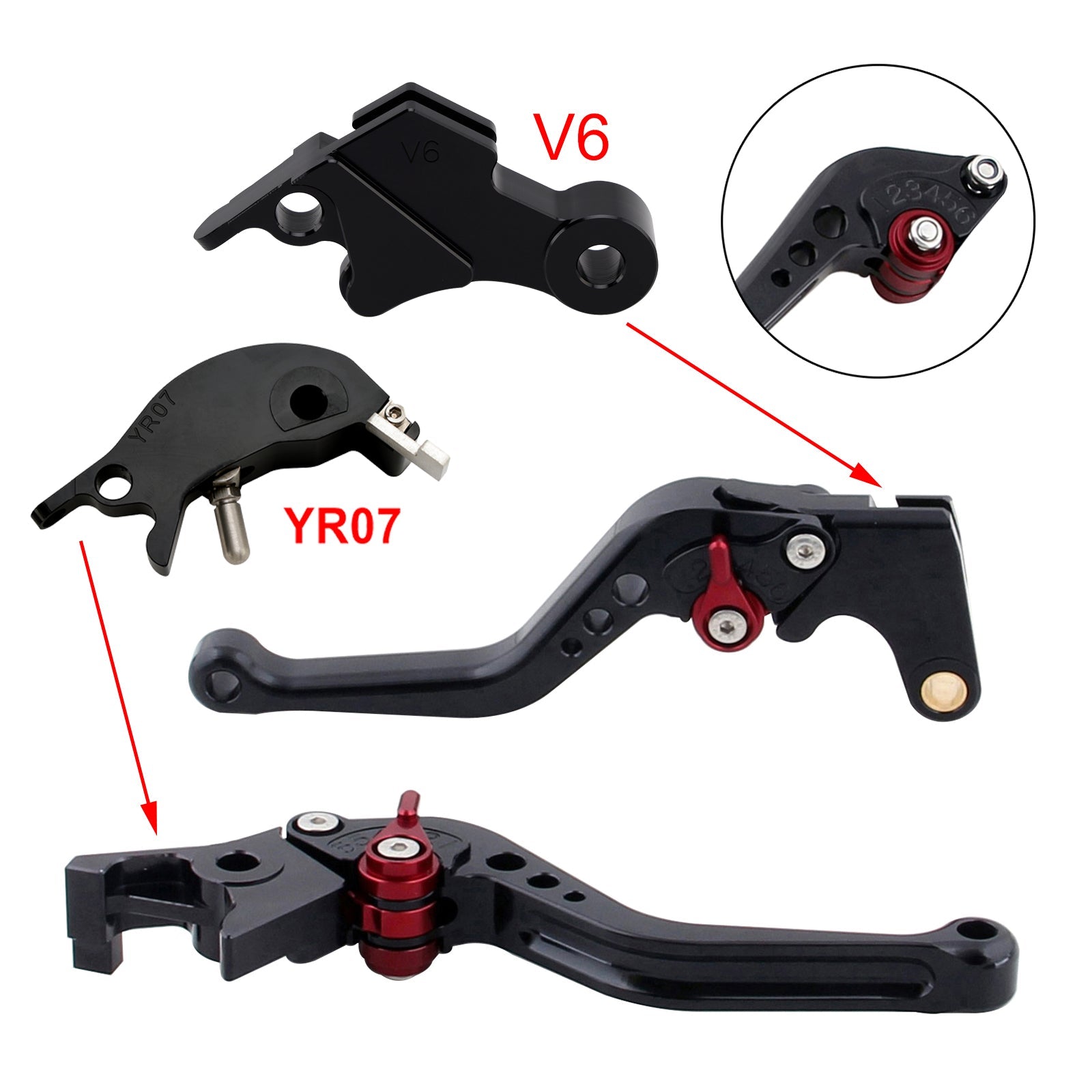 Nouveau levier de frein et d'embrayage court compatible avec YAMAHA XSR900 XSR900GP MT-09 MT-09SP 24-25