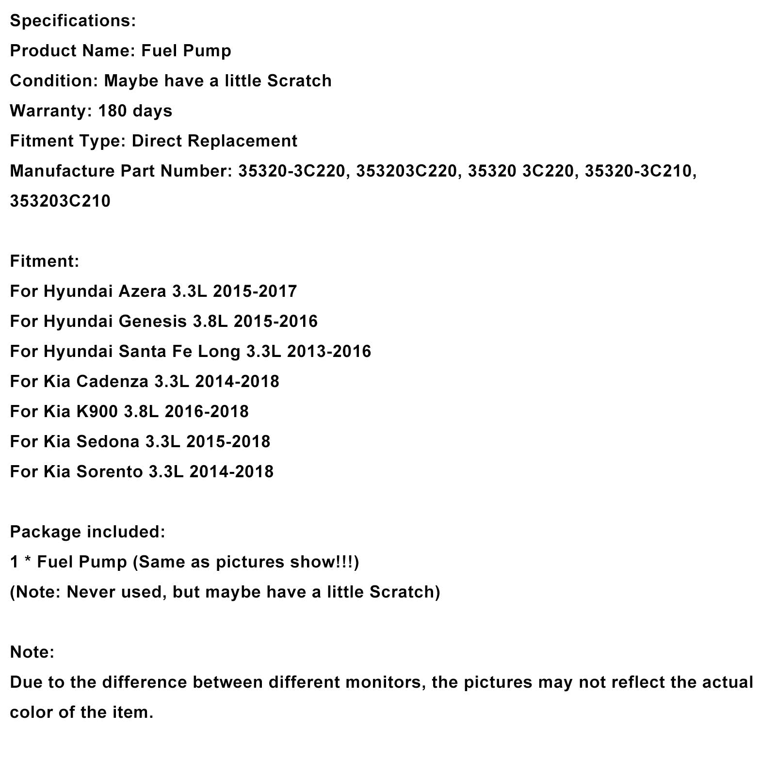 Bomba de combustible de alta presión 35320-3C220 para Kia Cadenza Sedona Sorento K900 3.3L