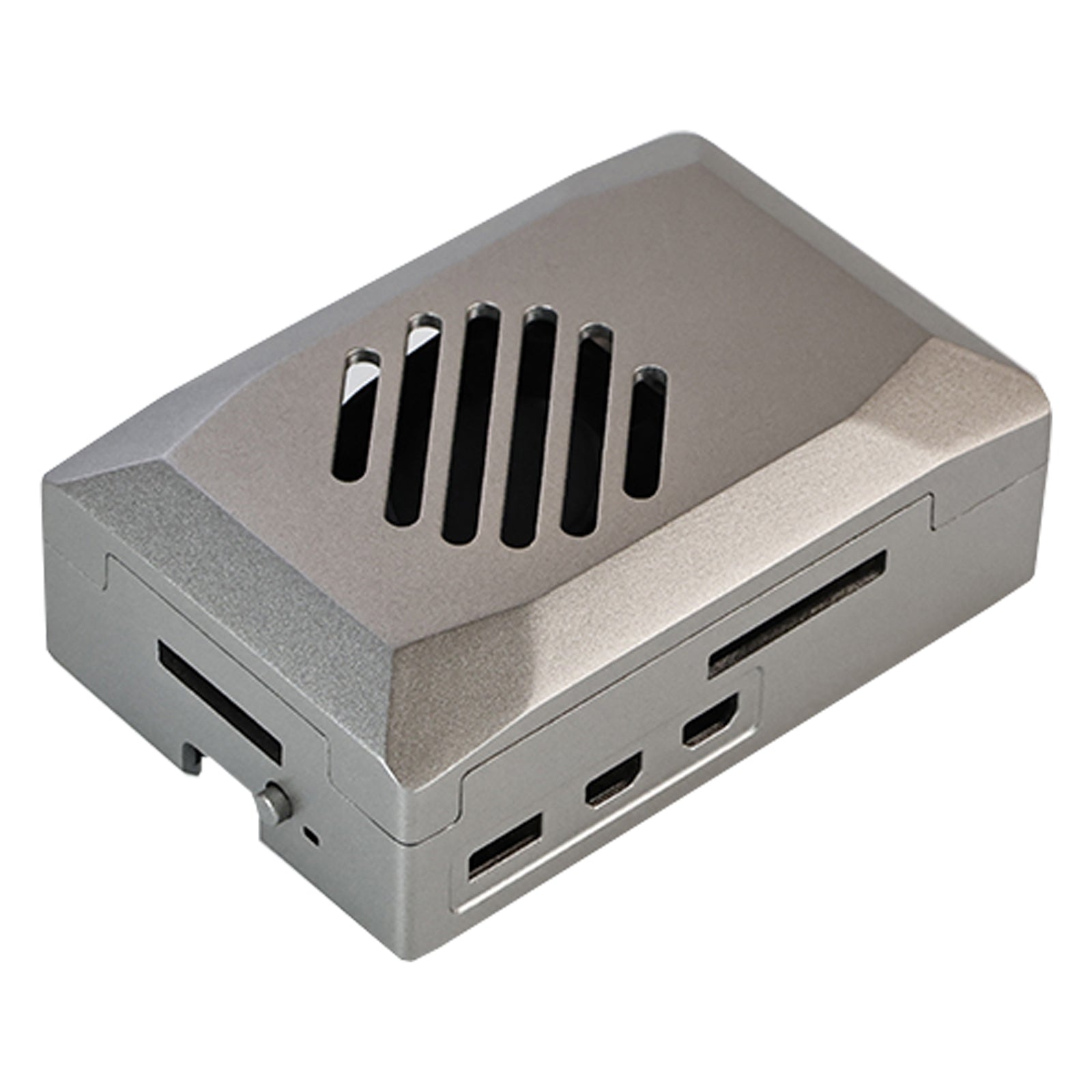 Raspberry Pi 5 Silver Shadow Shell Caja protectora Material ABS Ventilador de velocidad
