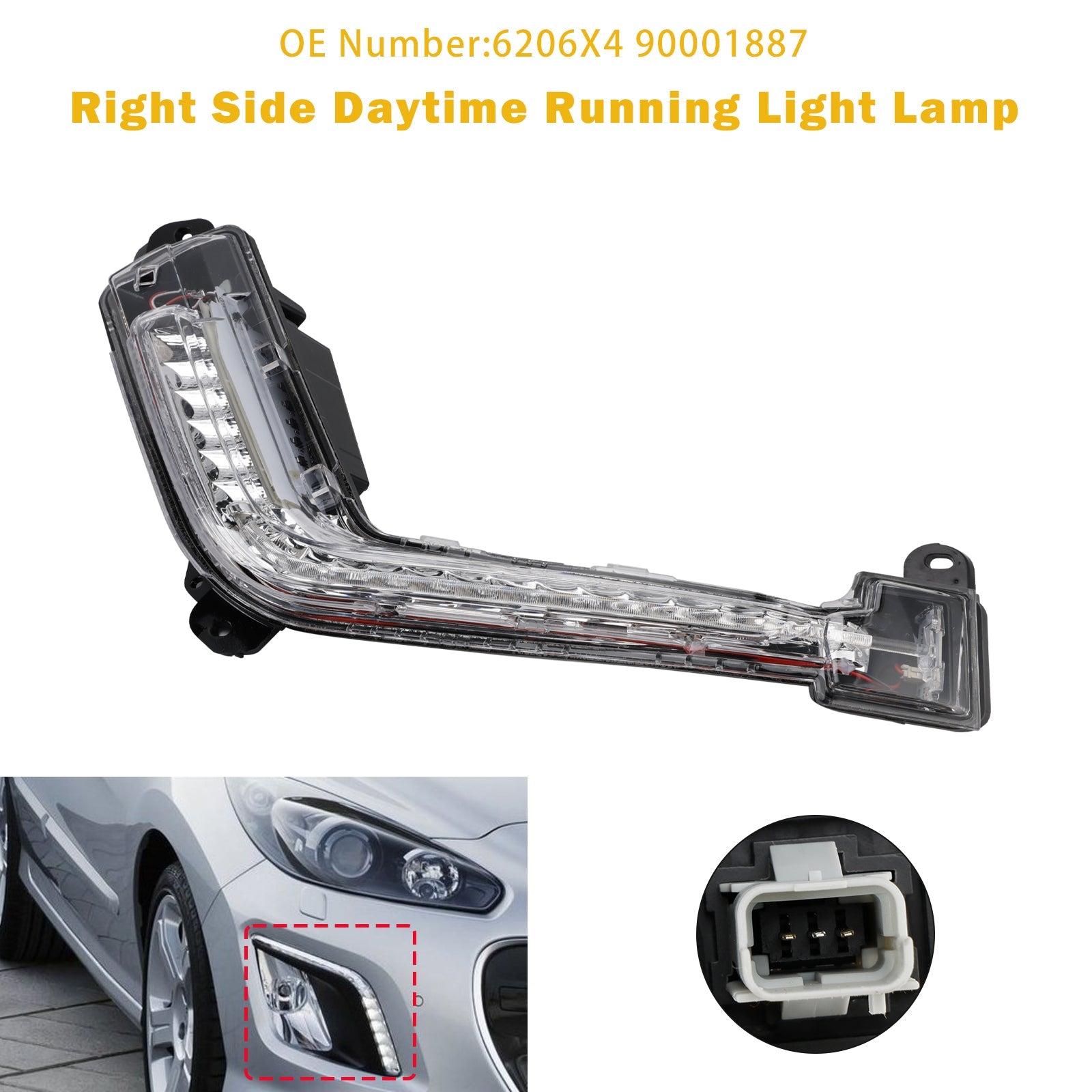 LED-lampen voor de rechter dagrijverlichting (DRL) van de Peugeot 308 Mk1 Hatchback (2011-2014)