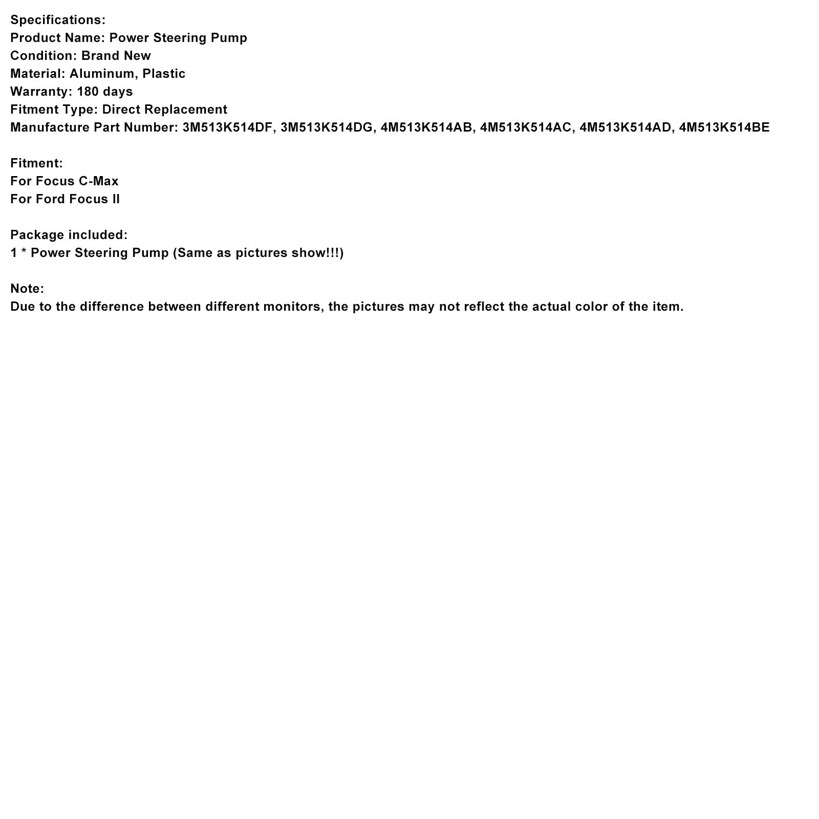 Bomba De Dirección Asistida Eléctrica 4M513K514AD Compatible Ford Focus C-Max