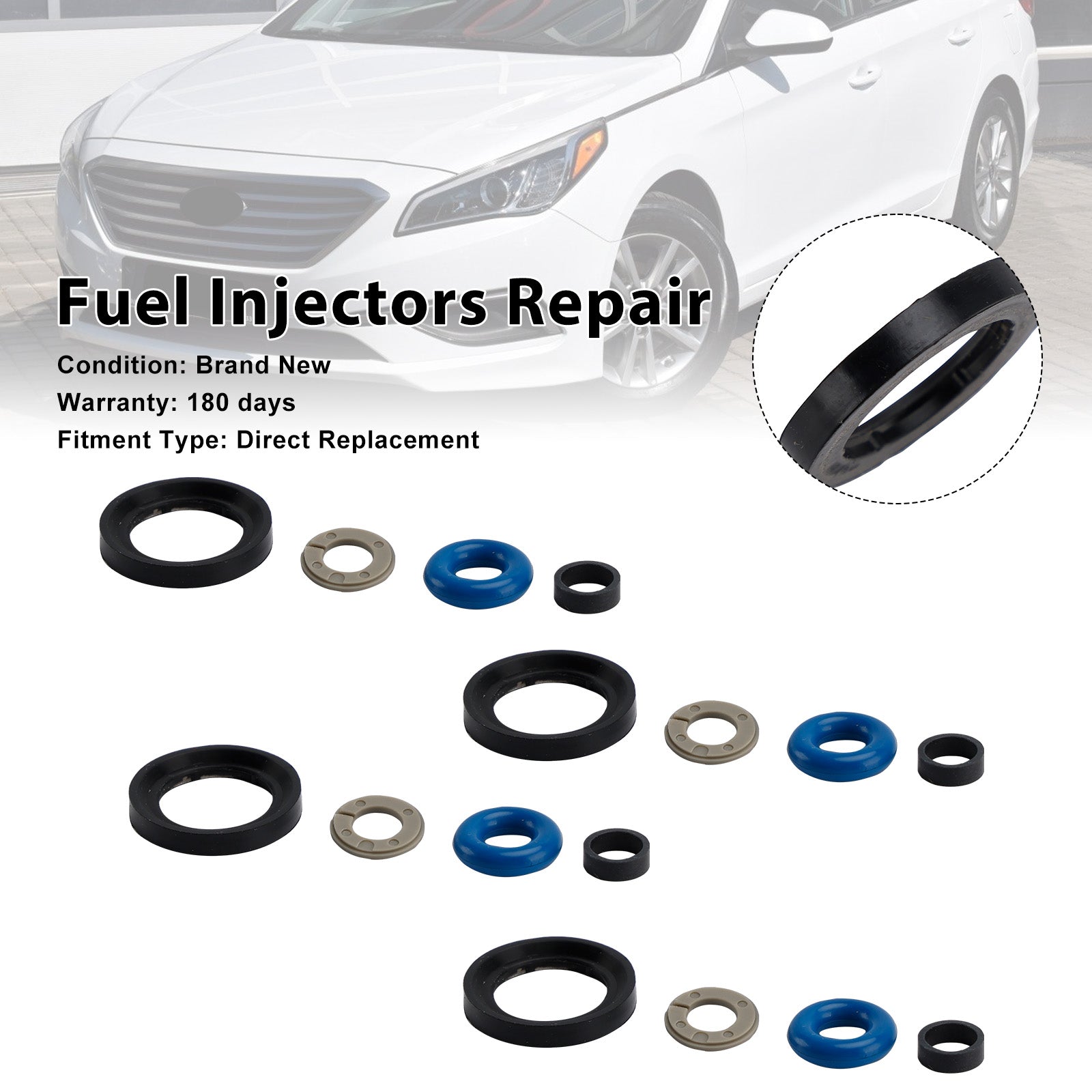 Joint torique d'injecteur de carburant 353102GGA0 Compatible avec Hyundai Fit et Kia Sorento 2.4L 2016-2018