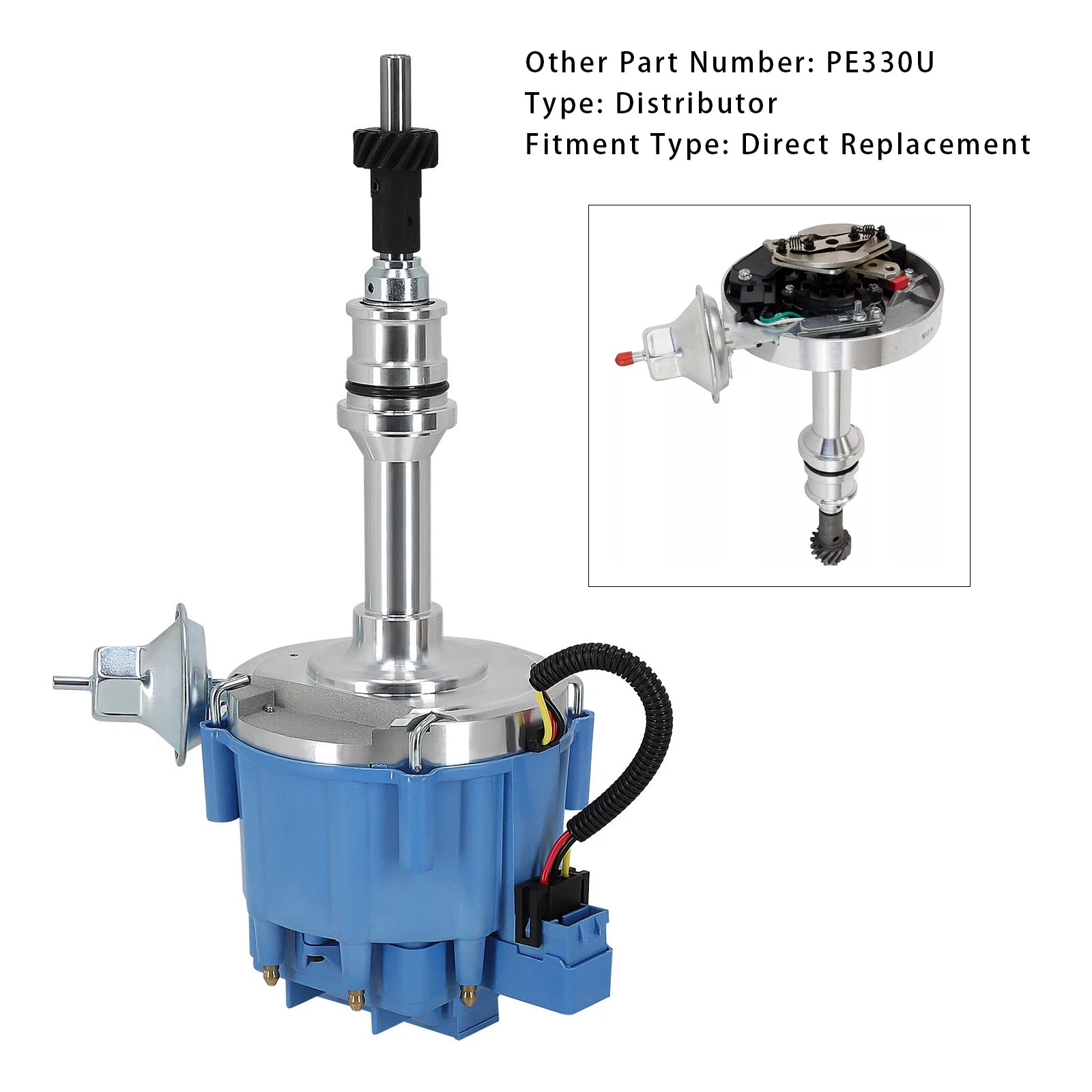 Distributore di'Bobina di accensione con tappo blu per motore Ford Windsor 221 260 289 302 V8 con bobina da 65 000 giri/min 1030213