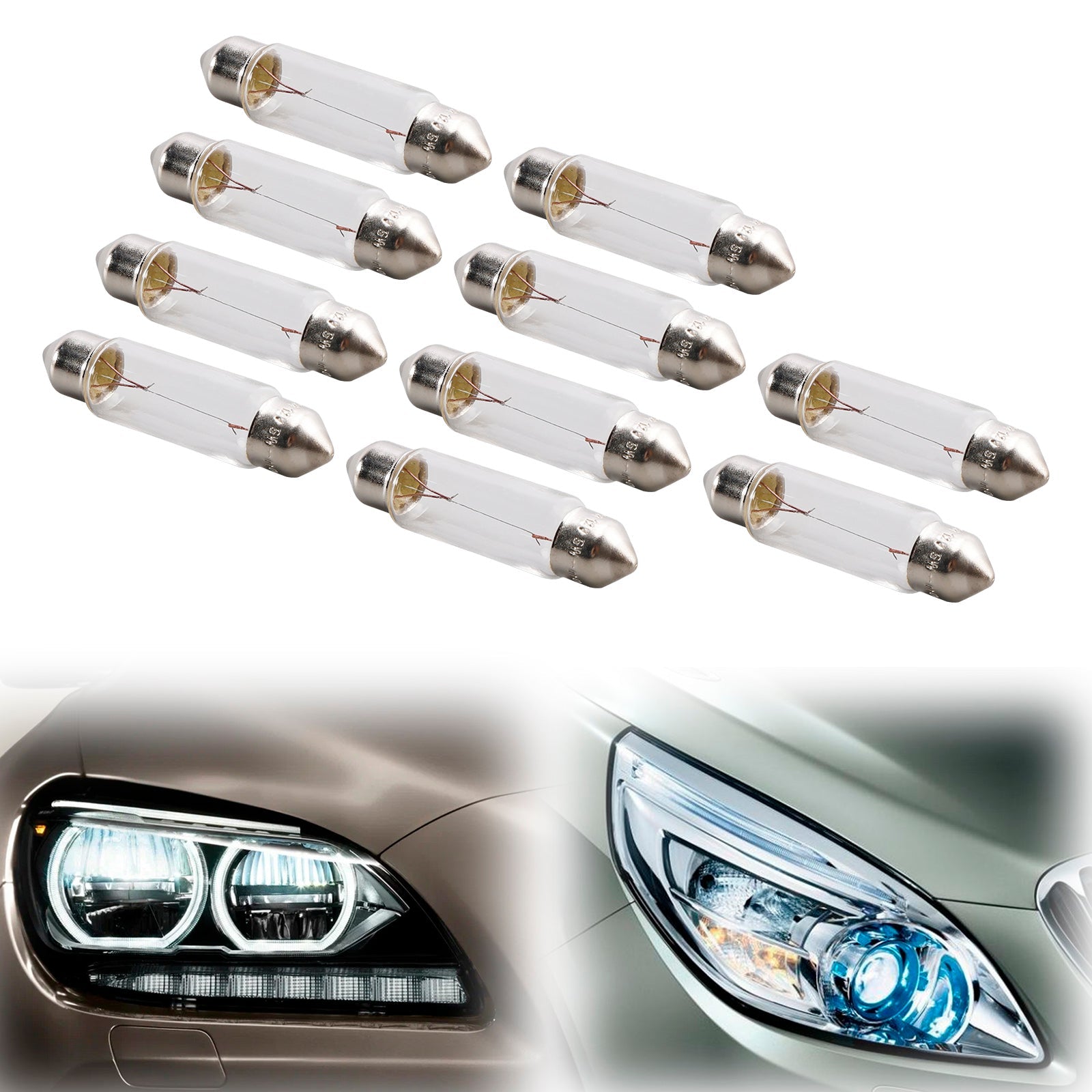 Lotto di 10 lampadine tubolari per l'illuminazione auto C5W Sv8.5 43 mm 6413 12 V 5 W per Osram