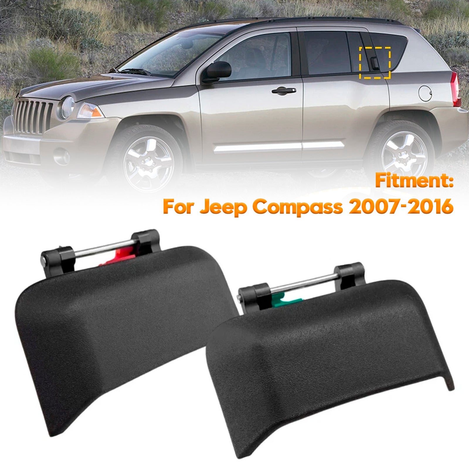 Maniglie esterne nere per porte posteriori (1 paio) per Jeep Compass (2007-2016)