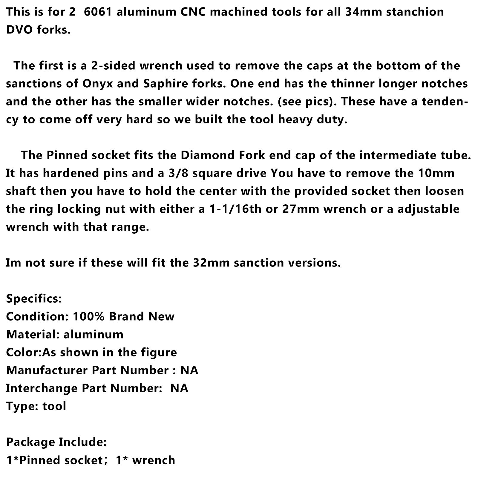 Verwijderingssleutel voor de onderste kap. Saphire/Onyx/Diamond/DVO vorkreconstructietool.