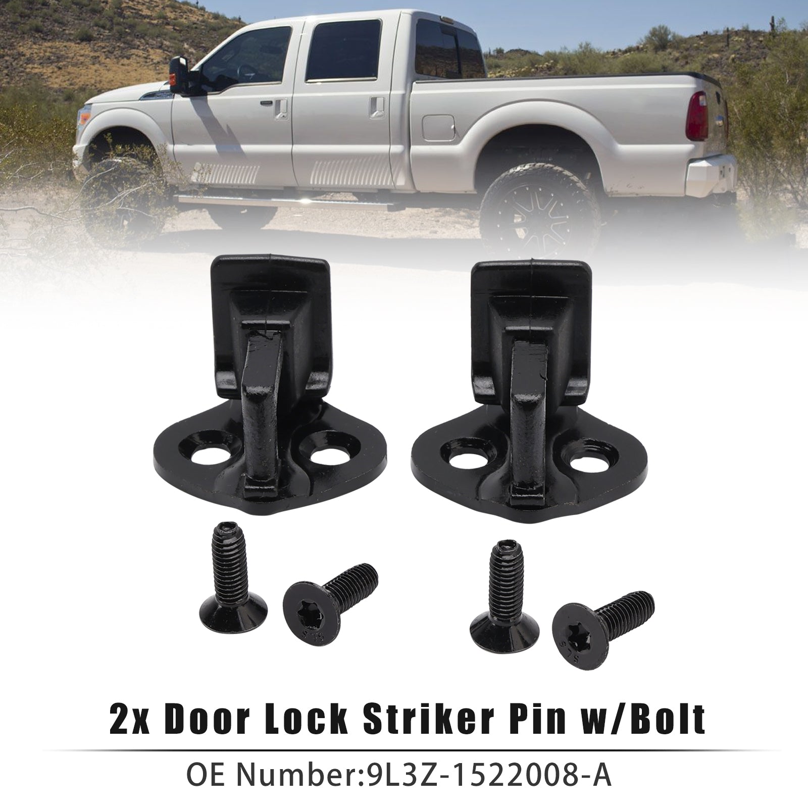 2 pasadores de bloqueo de puerta con perno para Ford F150, F250 y F350 (1999-2016), cabina simple o doble.