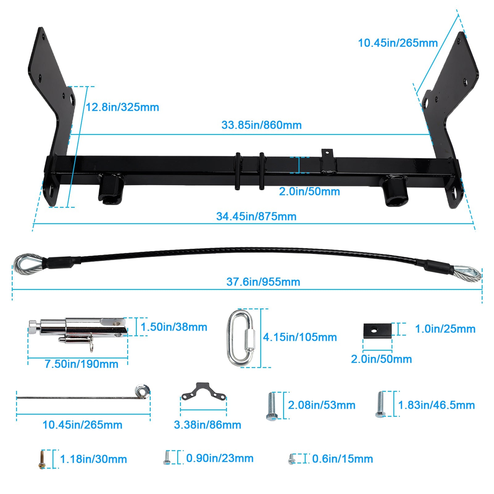 Staffa per piastra base barra di traino BX1139 per Jeep Wrangler JL JLU (tutti i modelli) 2018-2025