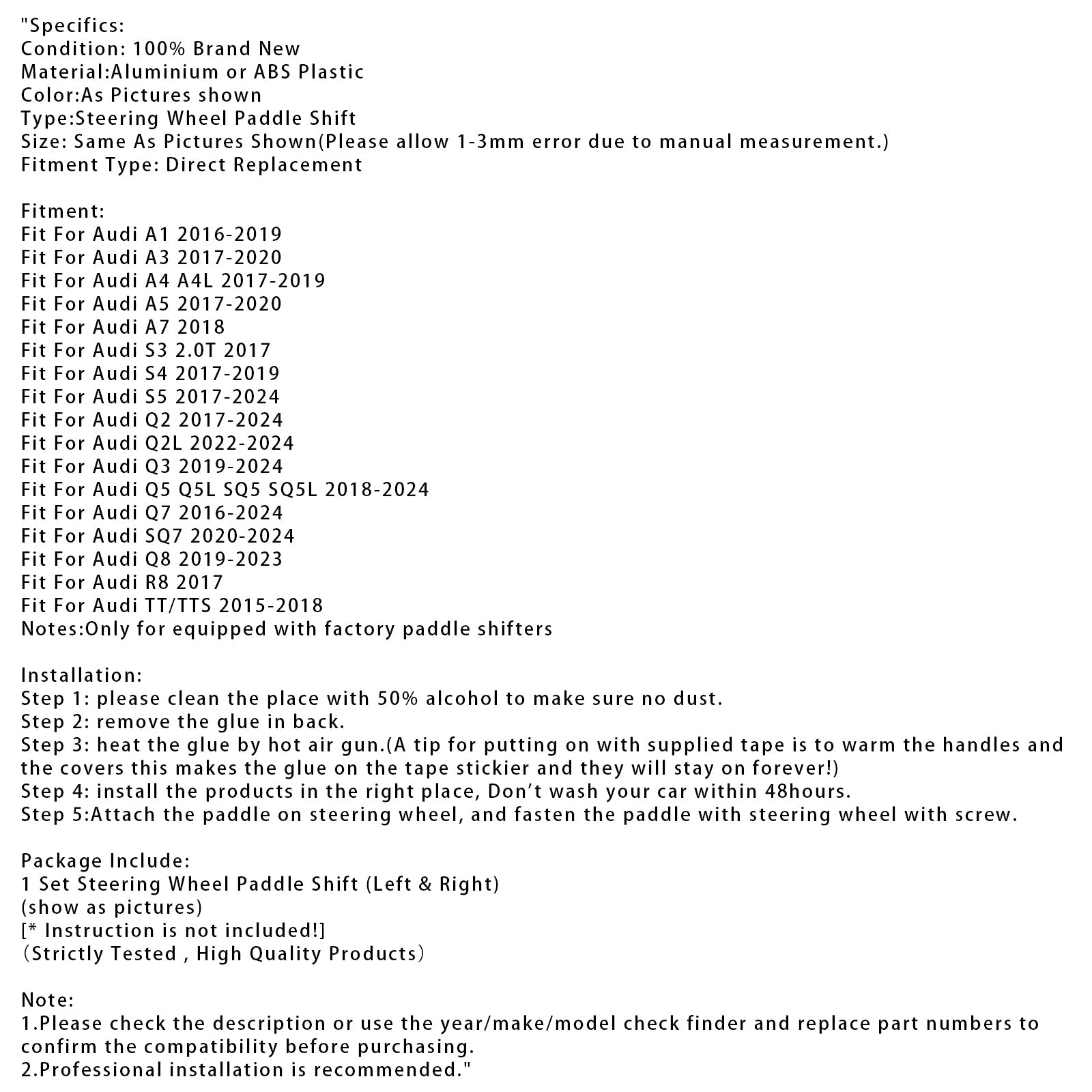 Extension de palettes de changement de vitesse au volant pour Audi Q3 Q5 Q7 S3 S4