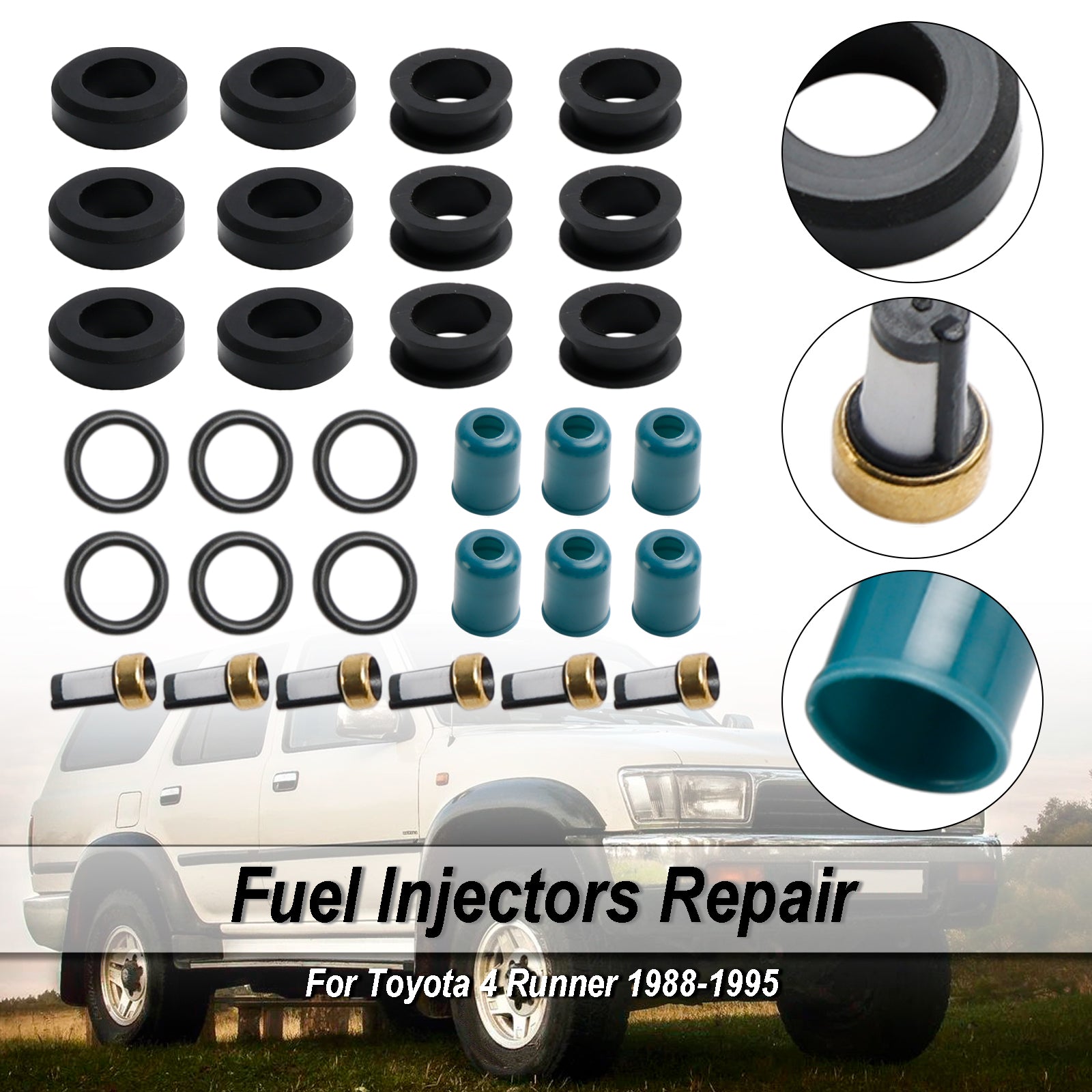 Kit de reparación y reconstrucción de sello de inyector de combustible para camión Toyota 3VZE 3.0L 1988-1995