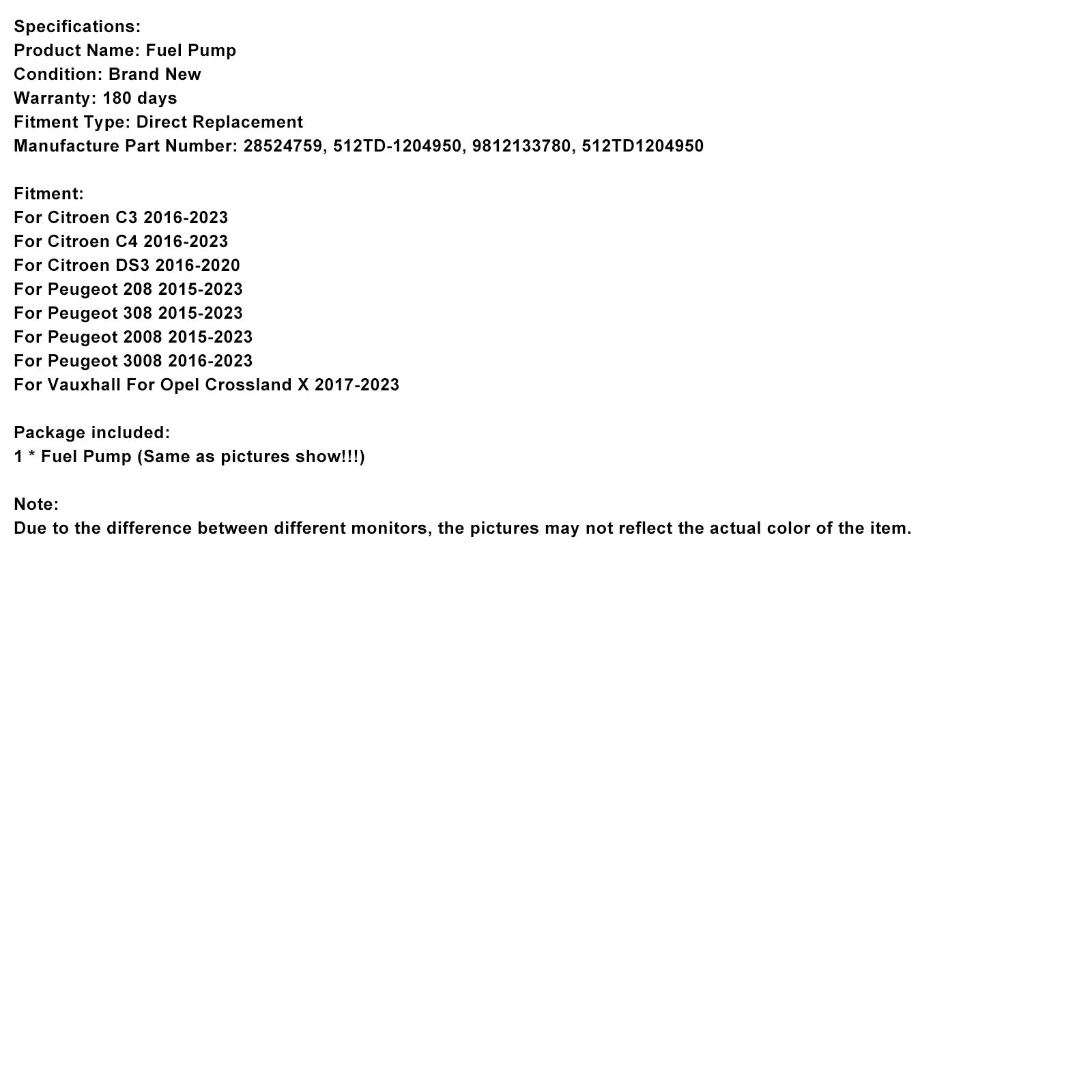 Hogedrukinjectiepomp voor Peugeot 208 (2015-2023) - Onderdeelnummer 9812133780 512TD1204950