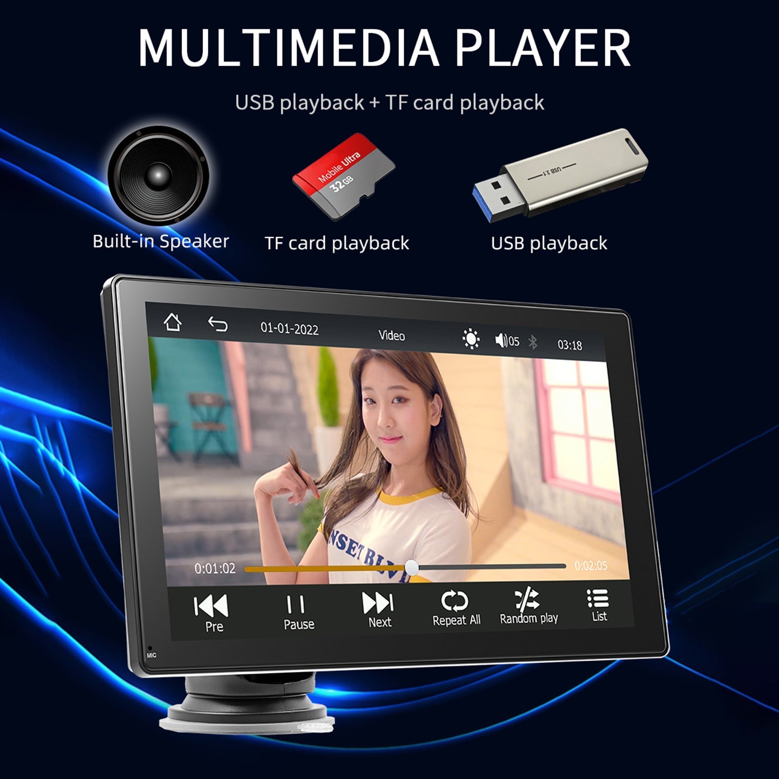 9 -palčni avtomobilski predvajalnik z Apple CarPlay/Android Auto, Bluetooth, radio in 4 LED kamere