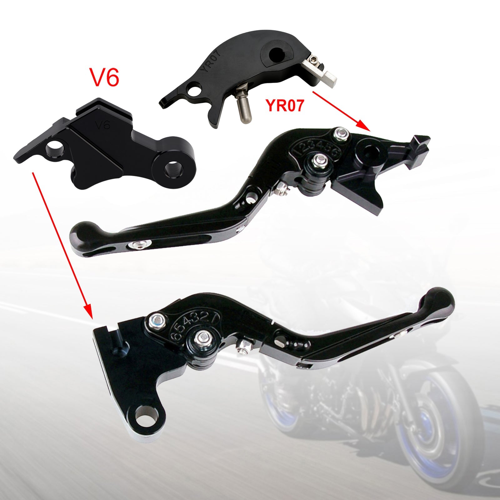 Levier de frein et d'embrayage réglable compatible avec YAMAHA XSR900 XSR900GP MT-09 MT-09SP 24-25