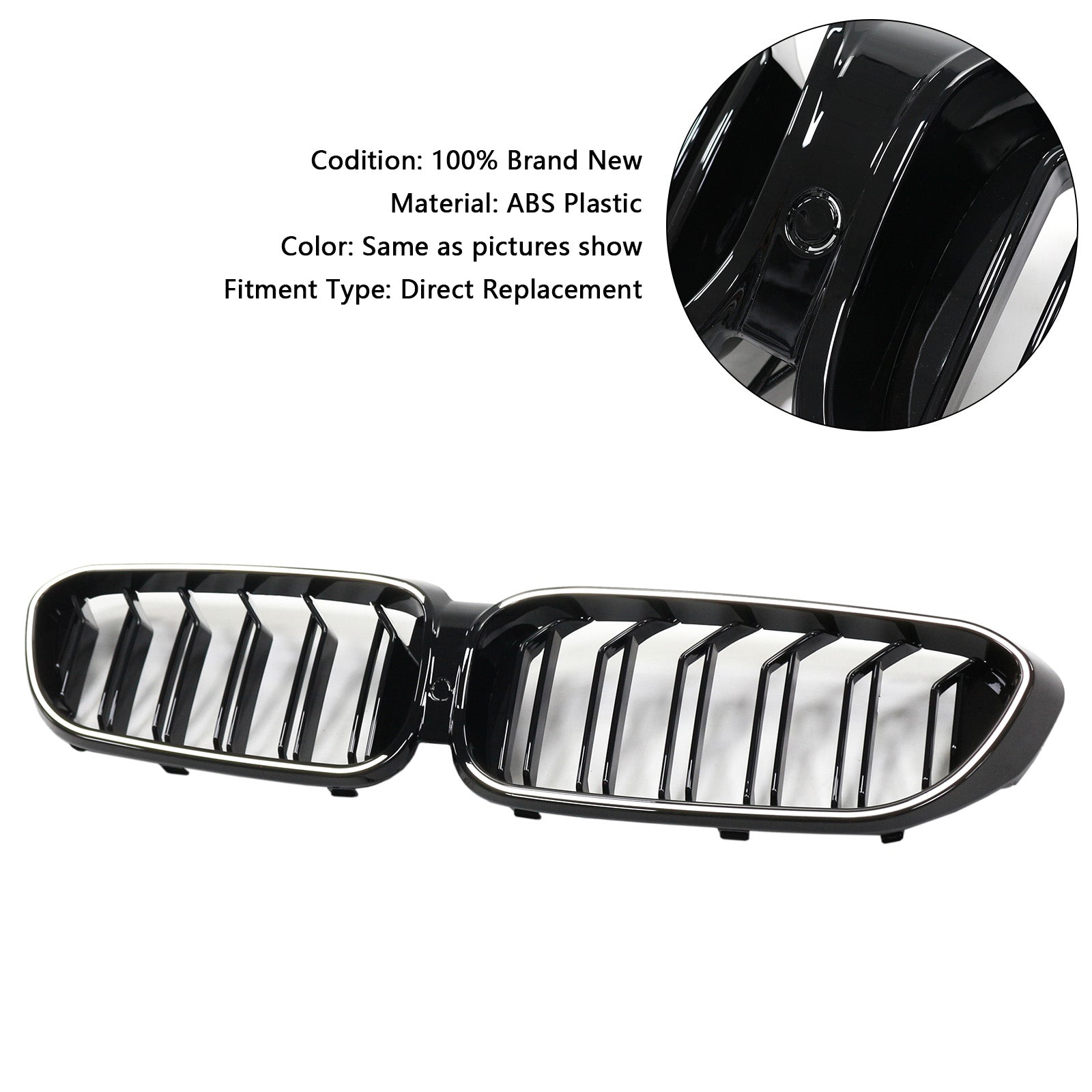 Calandre avant à double lamelles pour BMW Série 5 G30 G31 2017-2020, noir brillant