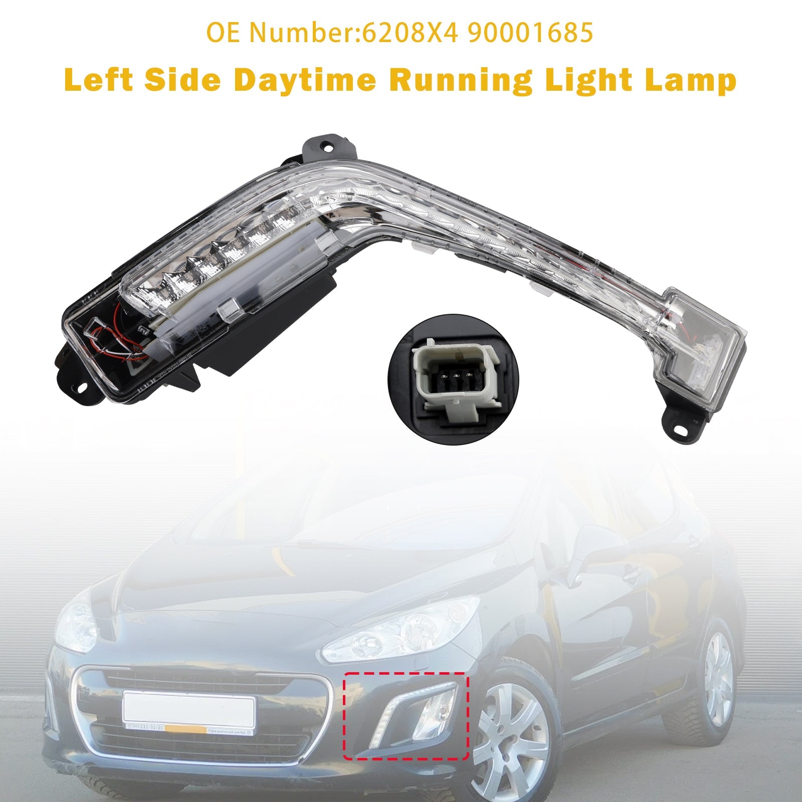 Luz diurna izquierda para Peugeot 308 Hatchback (2011-2014) - Número de pieza 6208X4 90001685