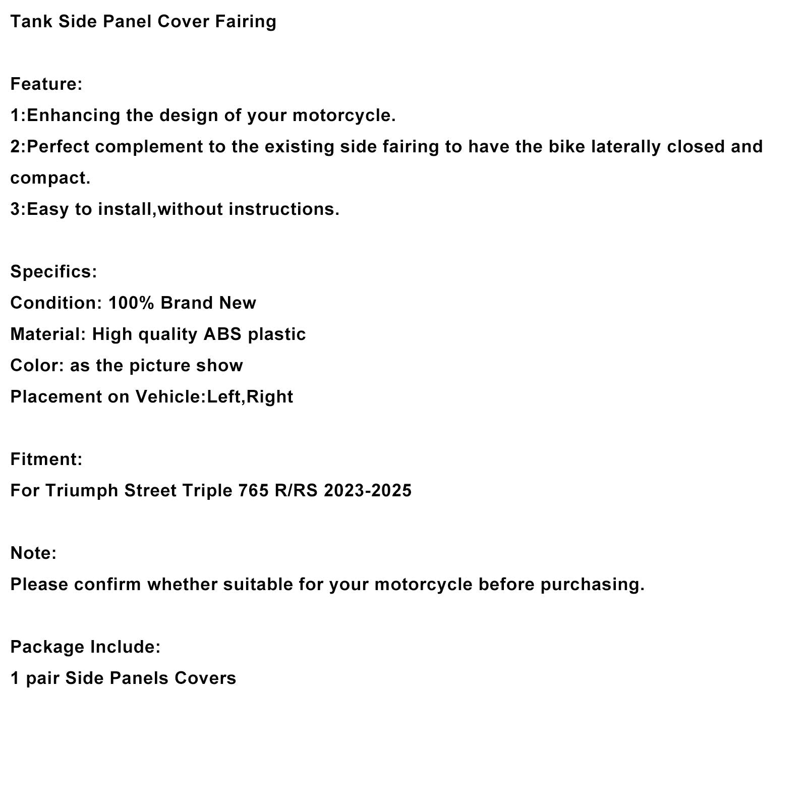 Carénage latéral de réservoir Street Triple 765 R/RS 2023-2025