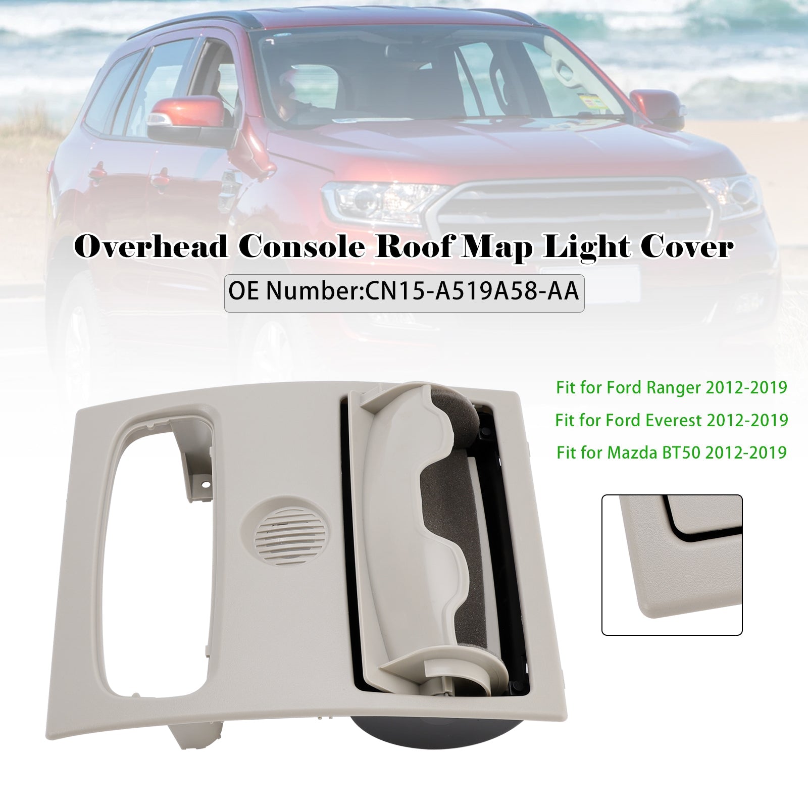 Cubierta de luz de lectura de mapas para consola superior de Mazda BT-50 y Ford Ranger (2012-2018)
