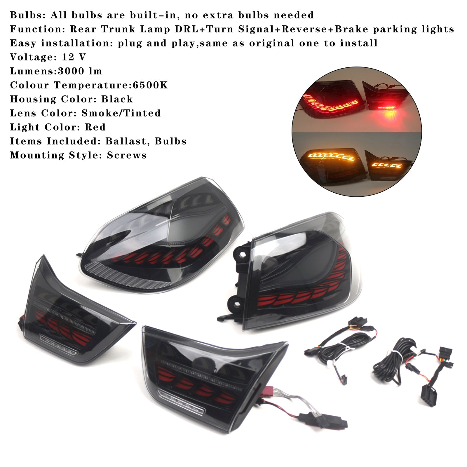 Rook LED achterlichten voor BMW F32 (Coupé/Cabriolet) 2013 2014-2020, set achterlichten 63217296100 6321729609999