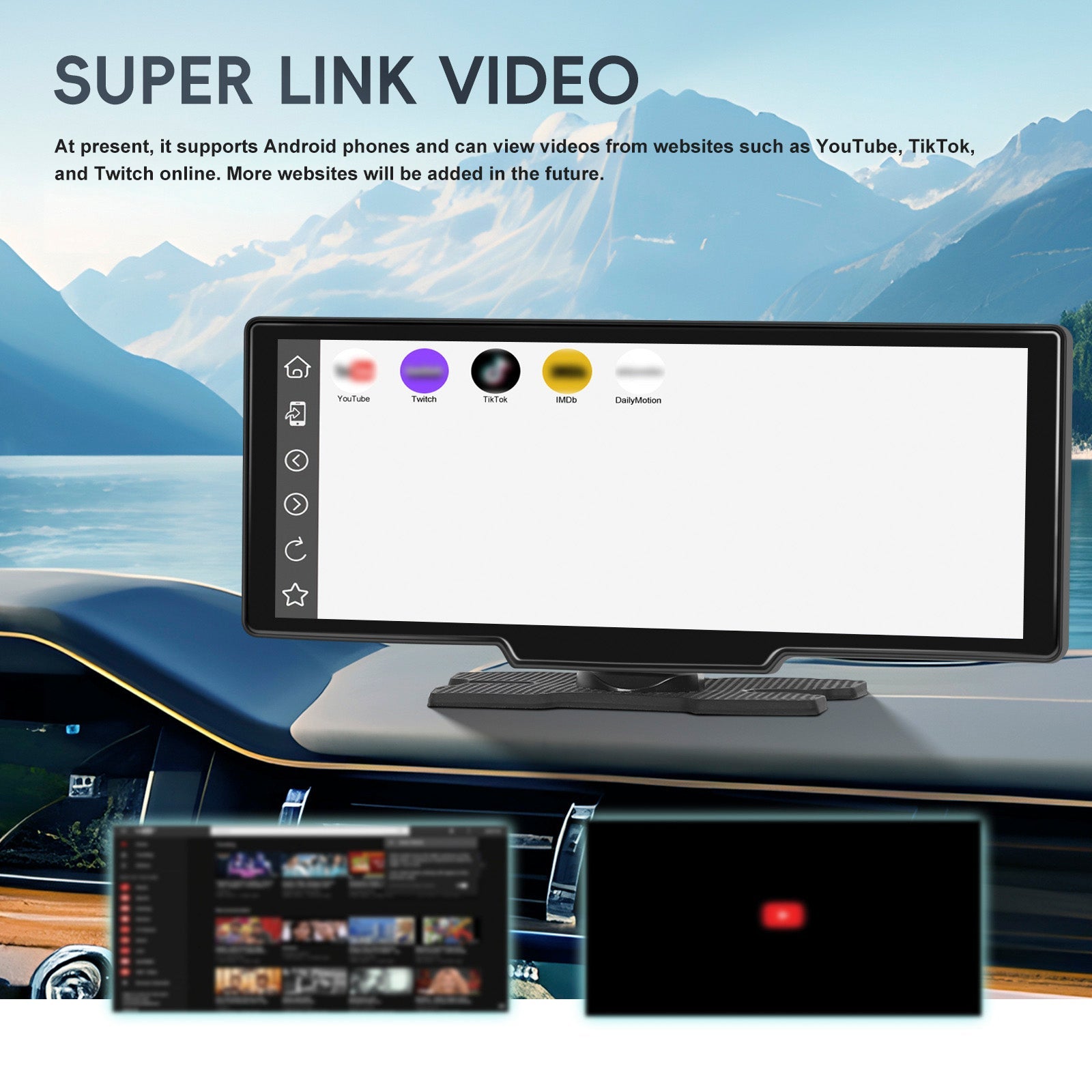 Boordnavigatiesysteem met 10,26 inch HD-scherm, CarPlay en 12 inch LED-camera.