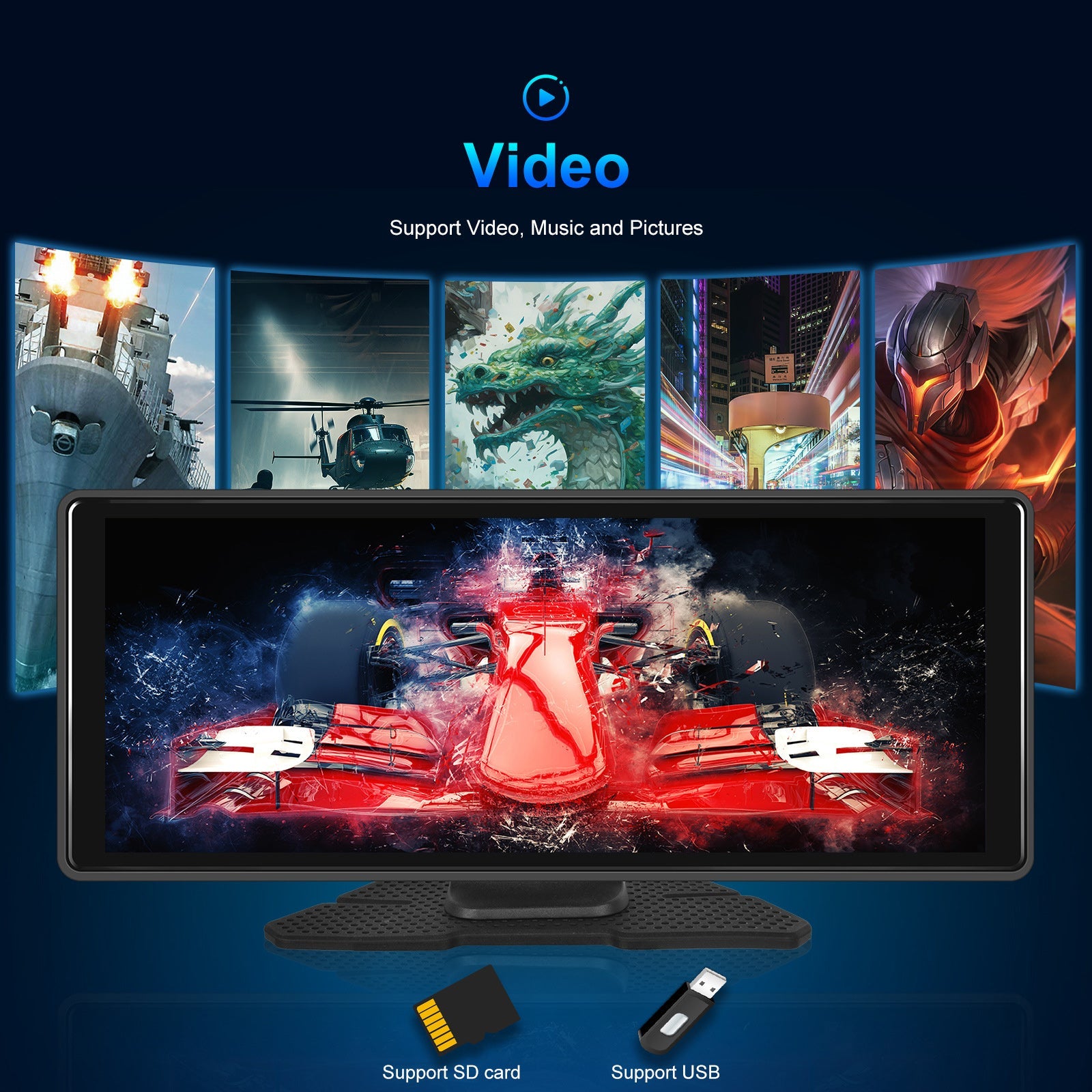 10.26 "" Bluetooth CarPlay HD -auton navigointi iso kosketusnäyttö AHD -kamera