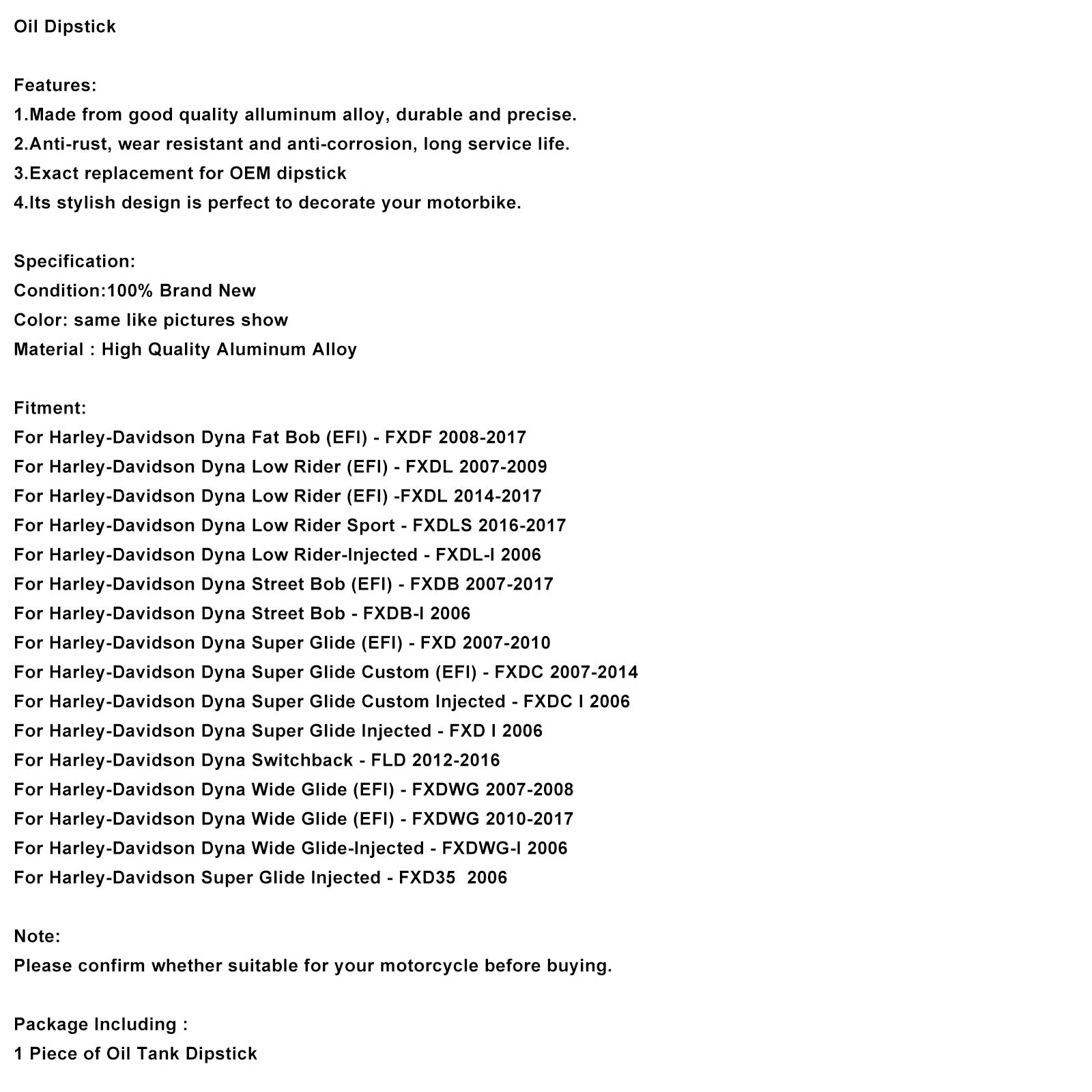 Bouchon de réservoir de jauge d'huile 0710-0153 pour FXD Dyna 2006-2017